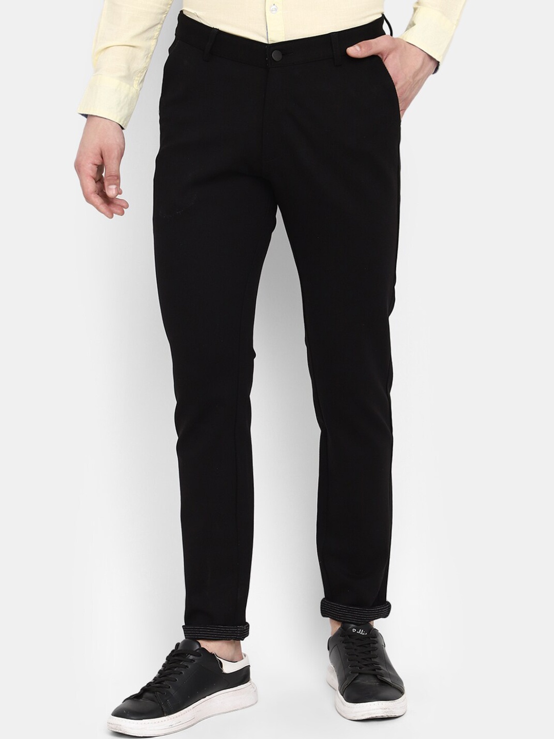 

V-Mart Men Classic Slim Fit Chinos Cotton Trousers, Black