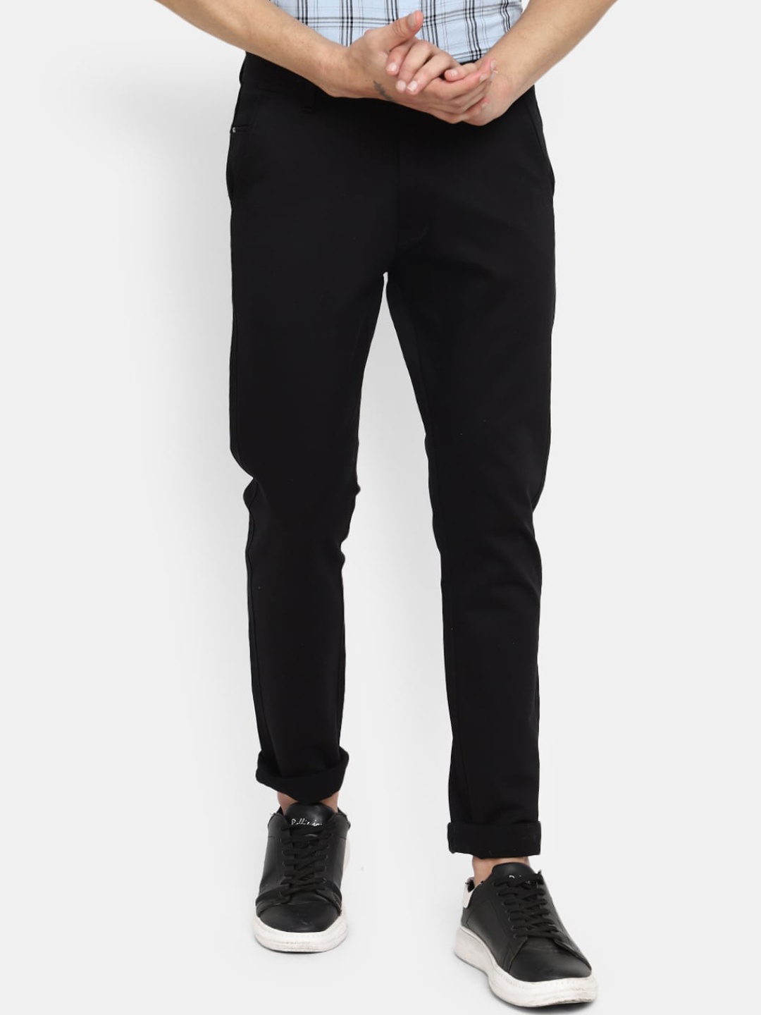 

V-Mart Men Mid-Rise Classic Slim Fit Trousers, Black