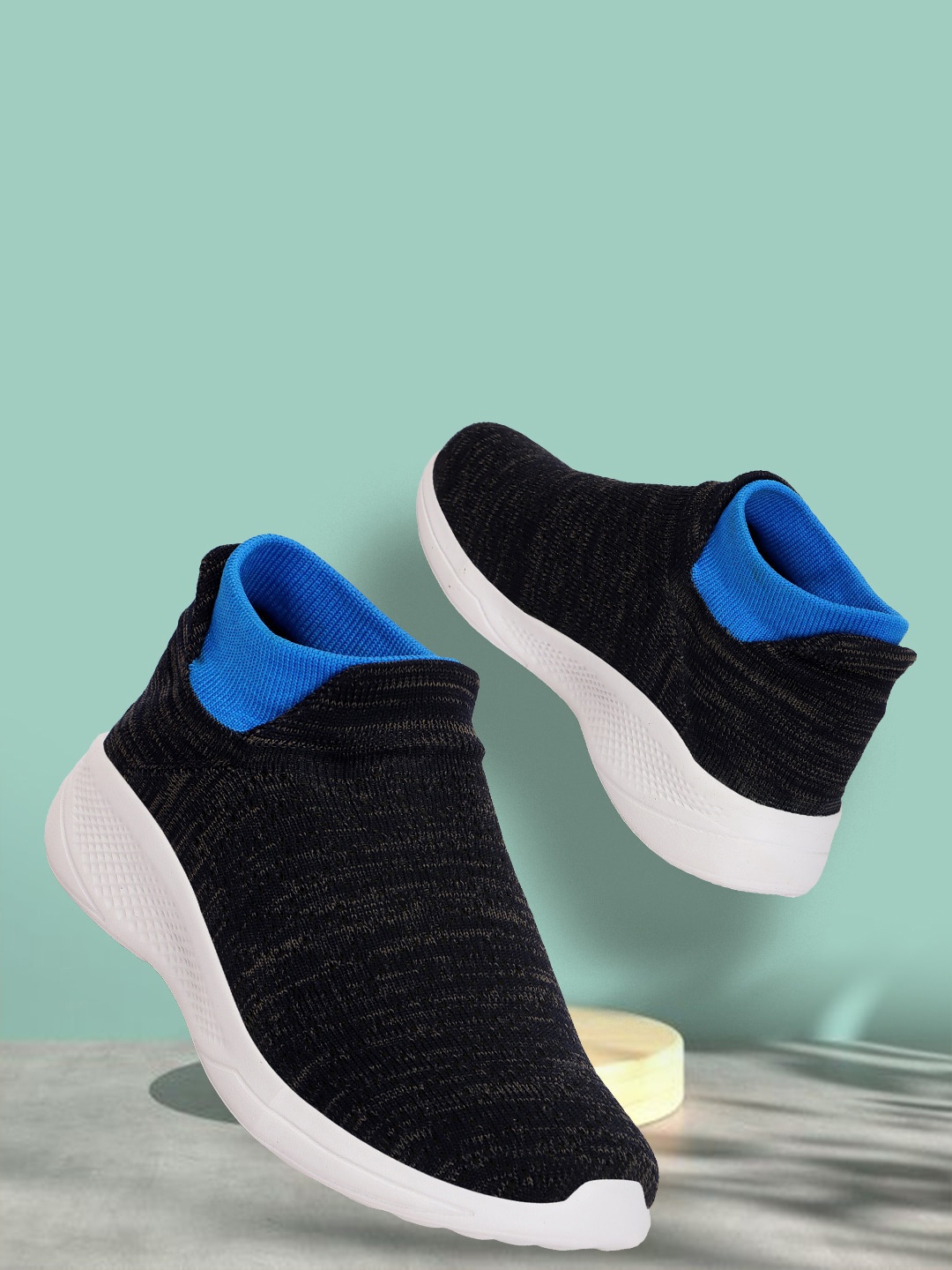 

Crew STREET Men Lightweight Woven Design Slip-On Sneakers, Navy blue
