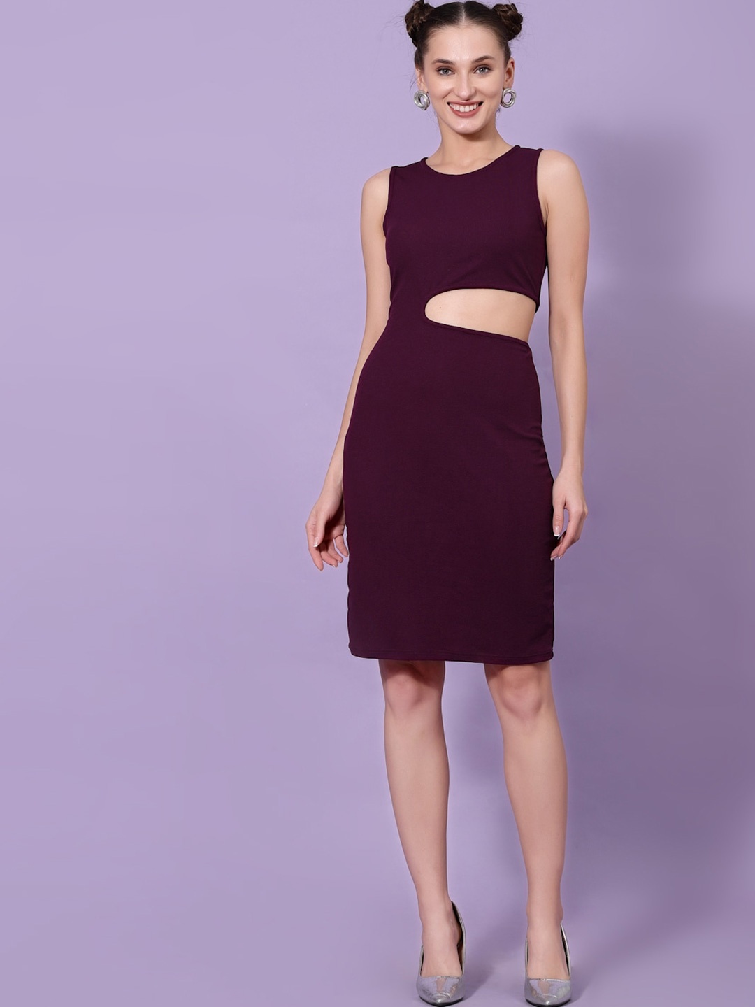 

Oomph! Cut-Out Detail Sheath Dress, Purple