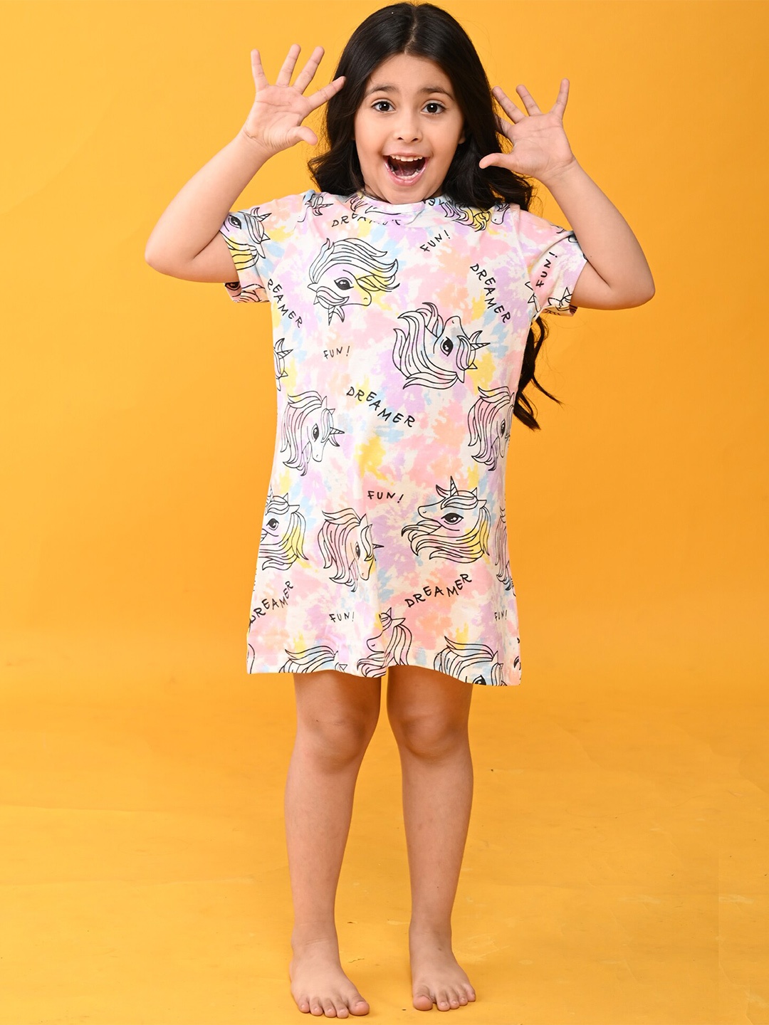 

Anthrilo Girls Conversational Printed Pure Cotton Nightdress, White