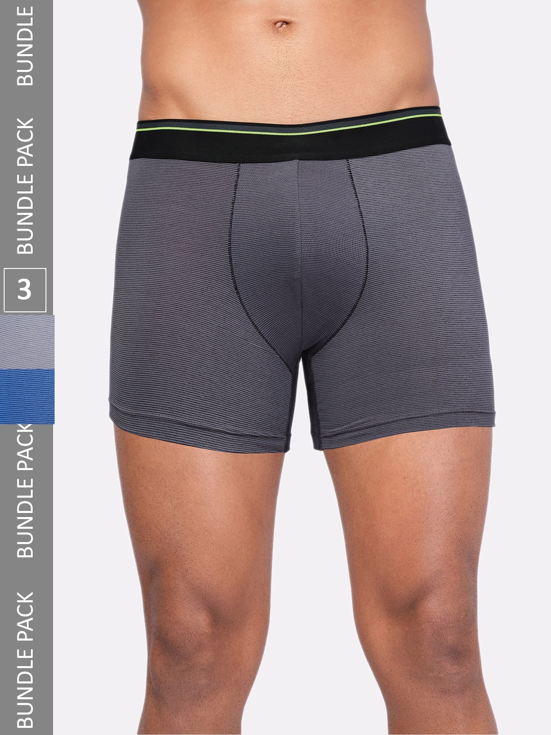 

Technosport Men Pack Of 3 Anti-Bacterial Mid-Rise Trunk, Grey
