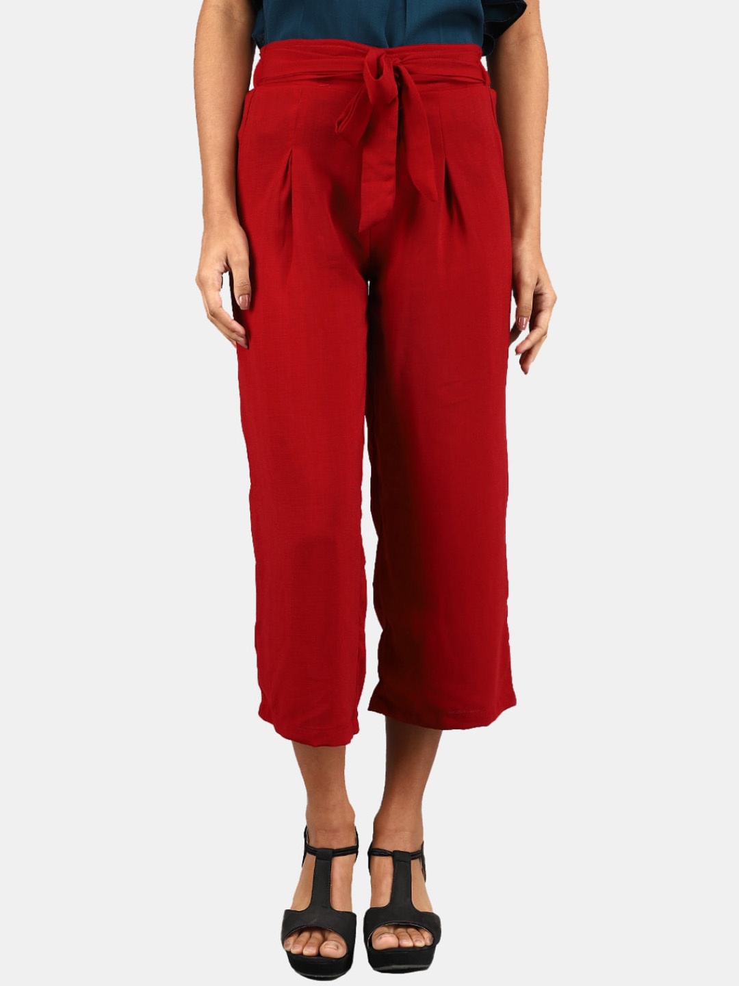 

V-Mart Classic Pleated Culottes Trousers, Maroon