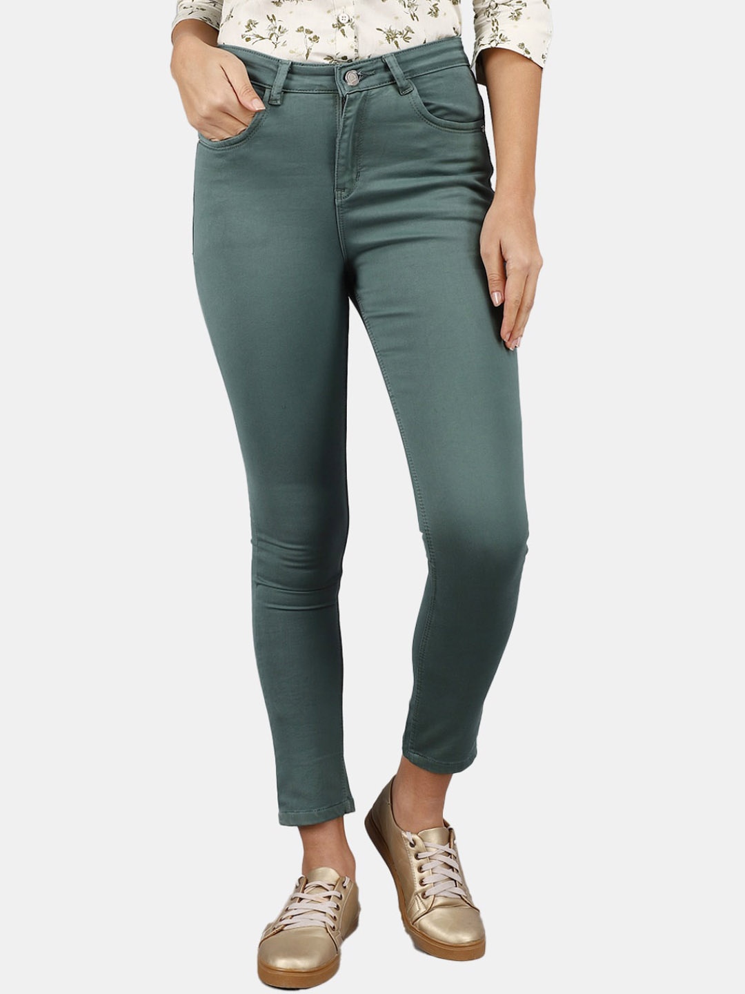 

V-Mart Women Classic Mid Rise Cotton Trousers, Olive