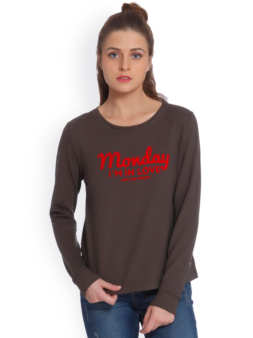 

ONLY Women Olive Green Printed Sweatshirt