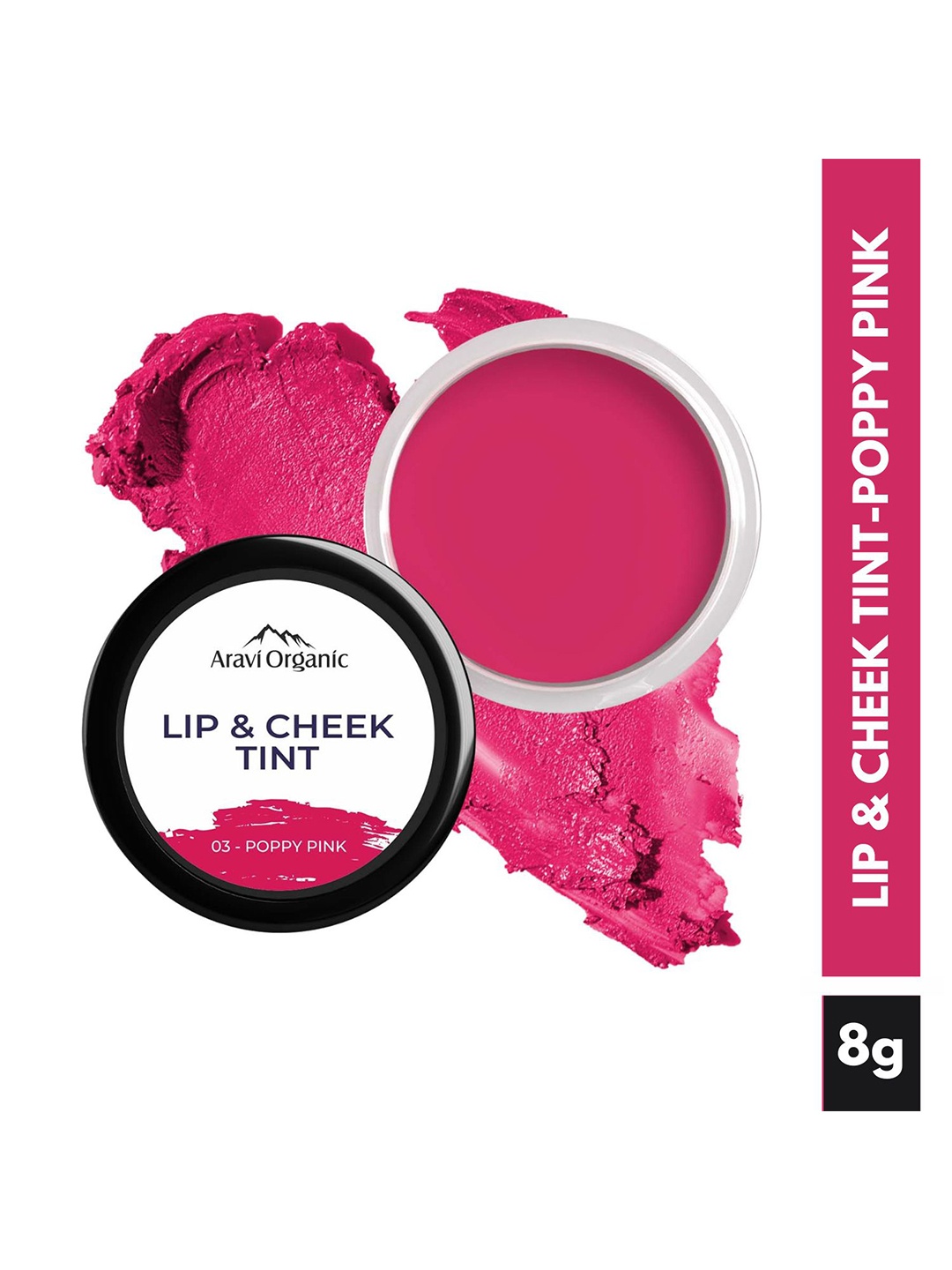 

Aravi Organic Nourishing & Hydrating Lip & Cheek Tint with Vitamin E 8g - Poppy Pink