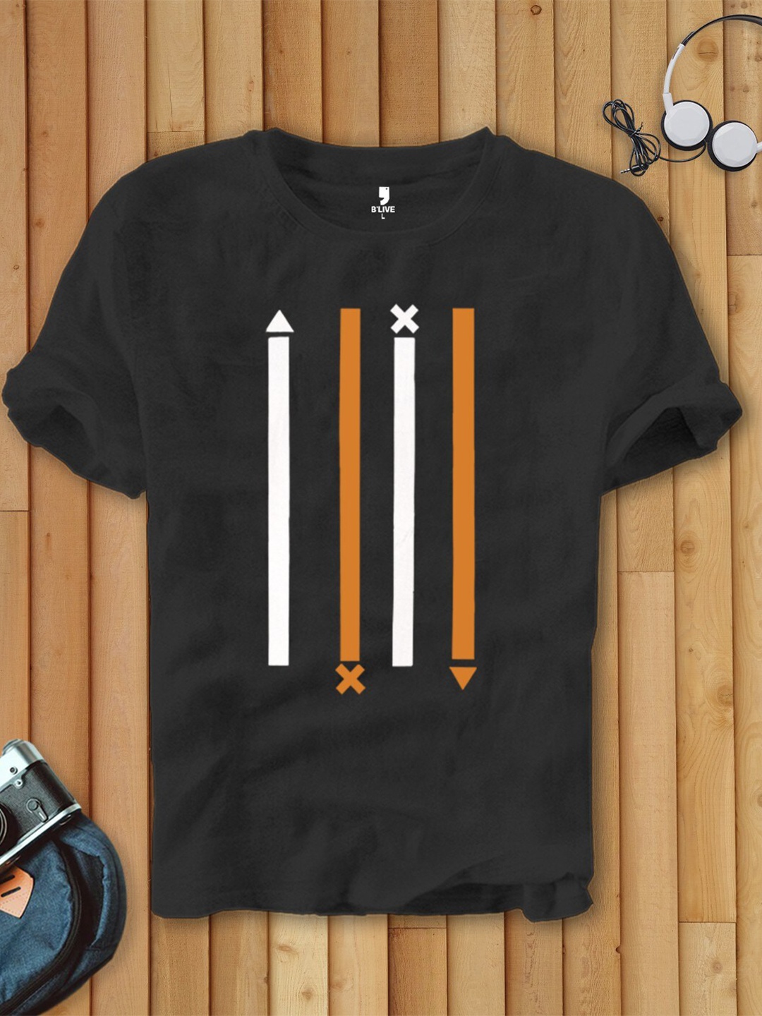 

BLIVE Striped Cotton T-shirt, Black