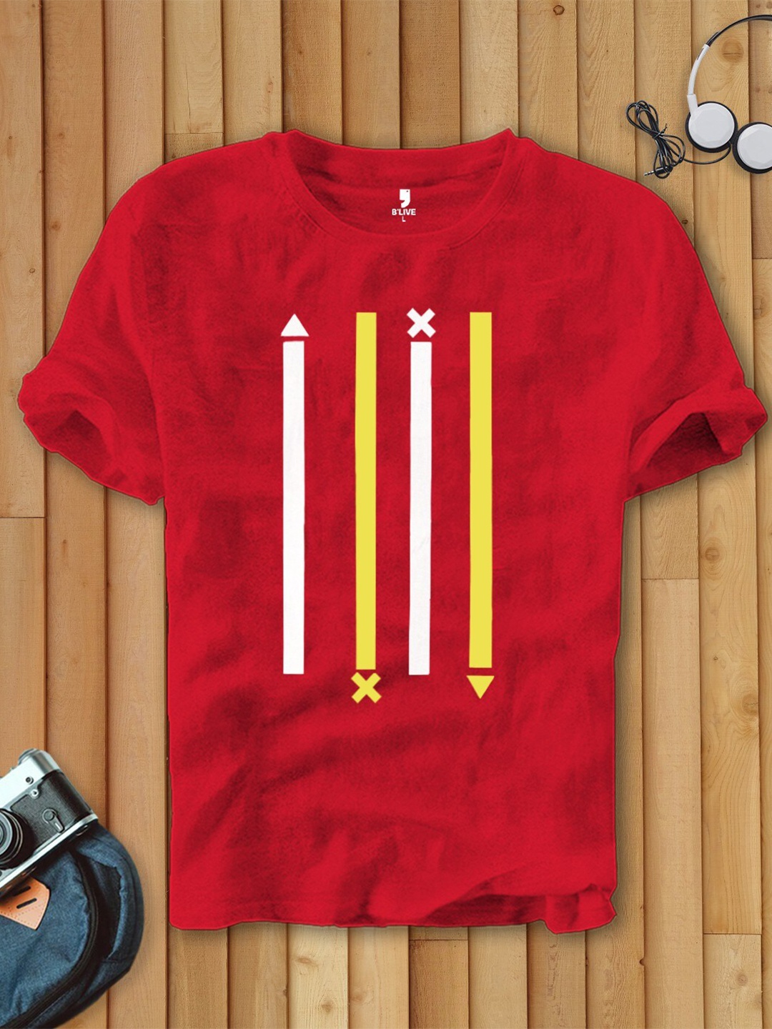 

BLIVE Striped Cotton T-shirt, Red