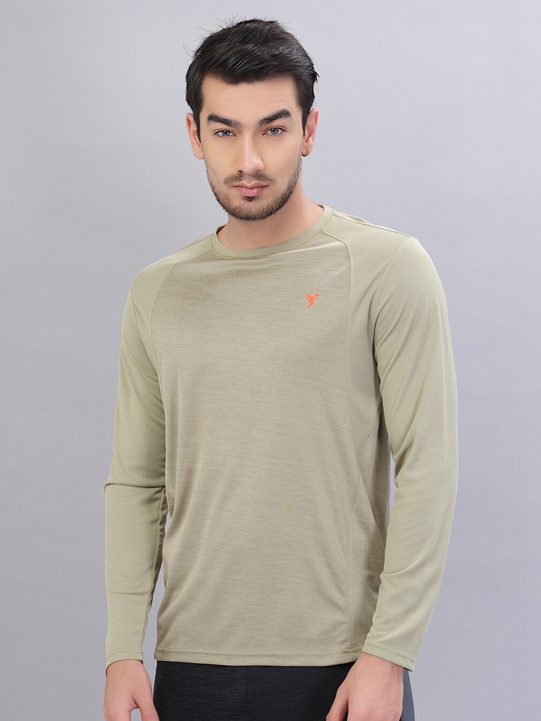 

Technosport Round Neck Antimicrobial Slim Fit Sports T-shirt, Khaki