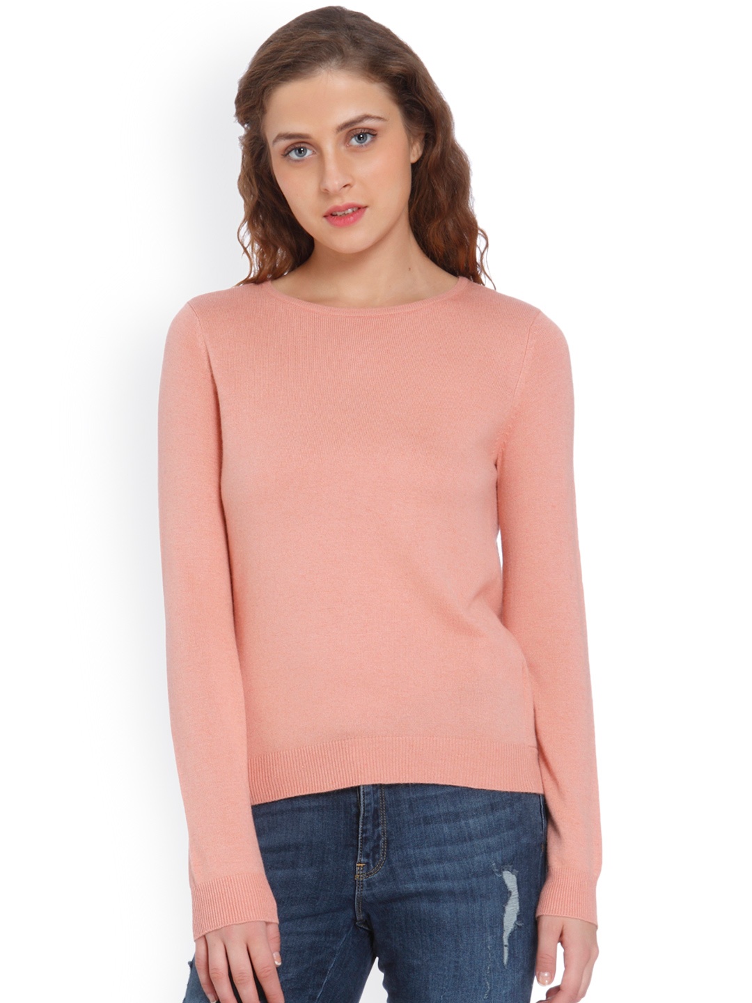 

ONLY Women Pink Solid Pullover