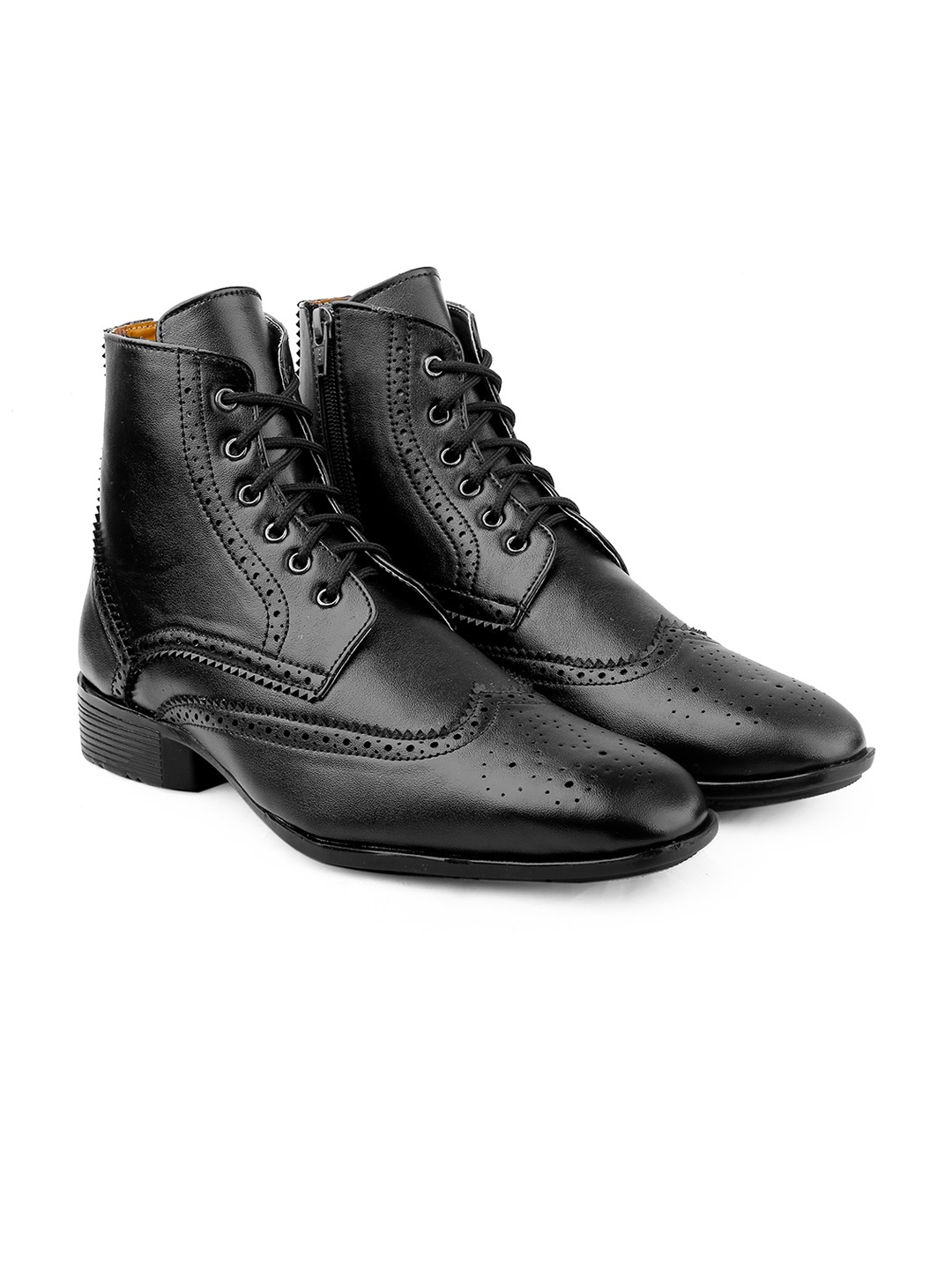 

Bxxy Men Perforated High-Top Brogue Boots, Black