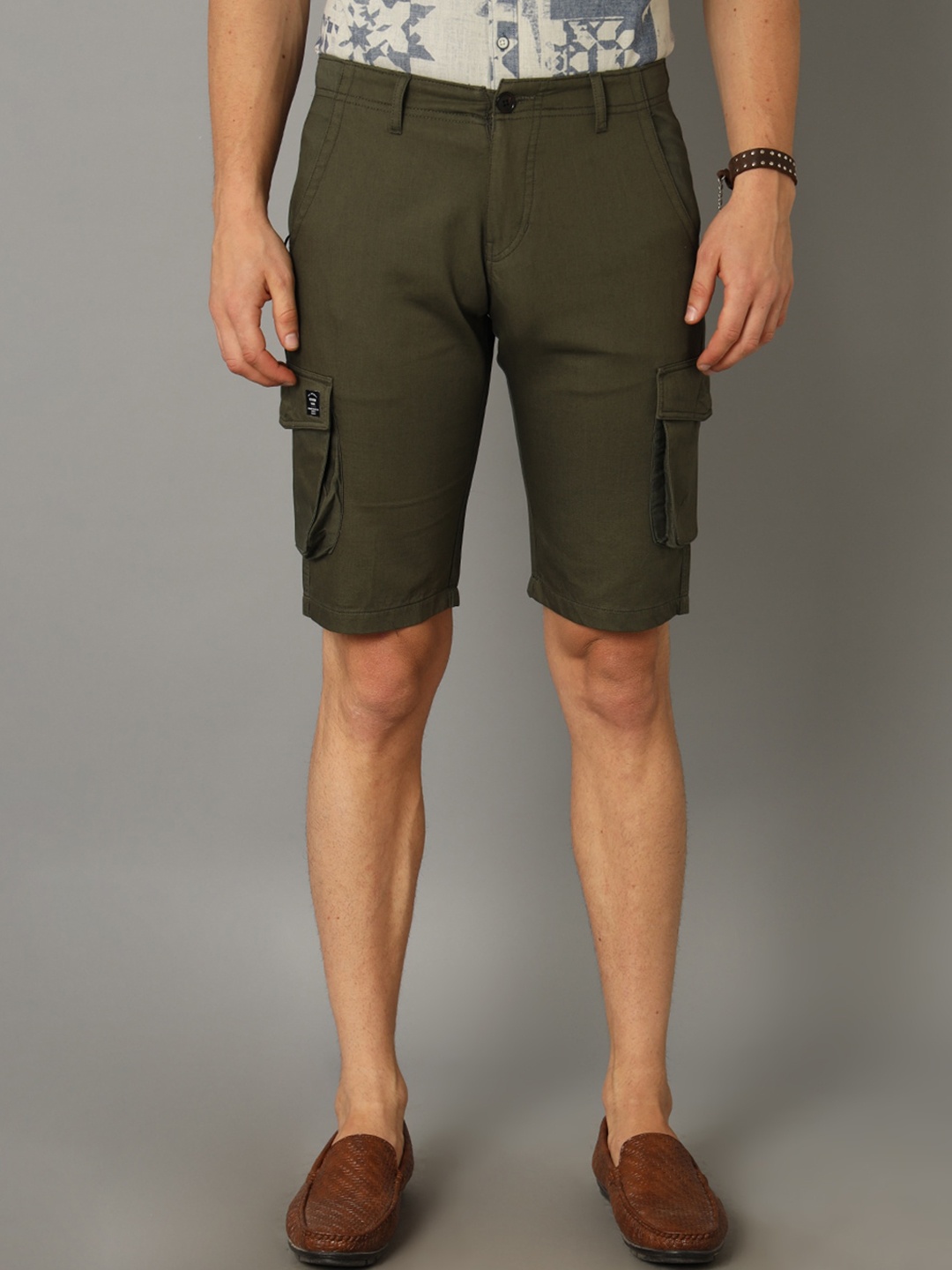 

YOVISH Men Mid -Rise Cotton Cargo Shorts, Olive