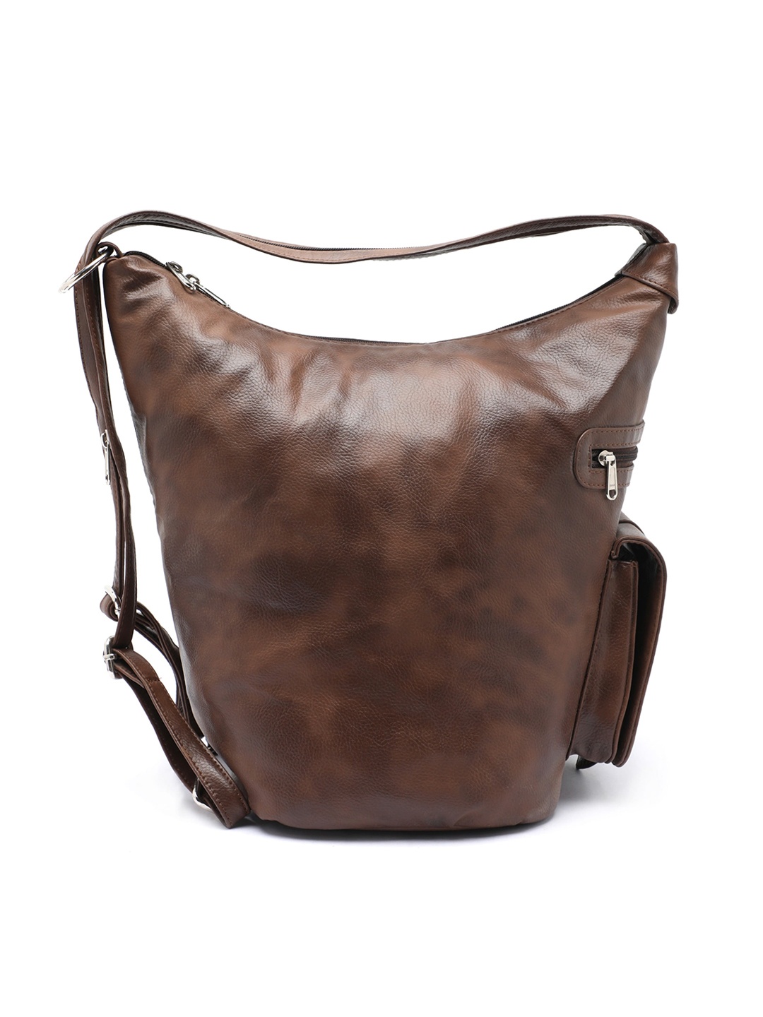 

Clotche Textured Leather Oversized Bucket Hobo Bag, Brown