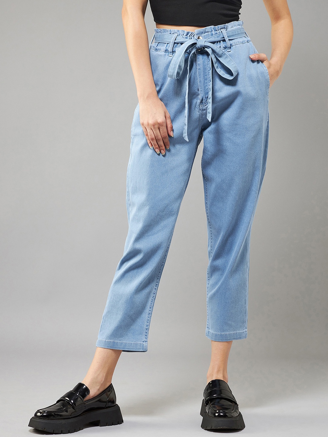 

DOLCE CRUDO Women Relaxed Fit High-Rise Stretchable Jeans, Blue