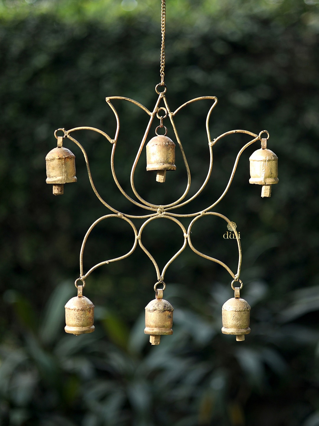 

DULI Lotus Designed Wall Hanging Wind Chime With Hanging Bells, Gold