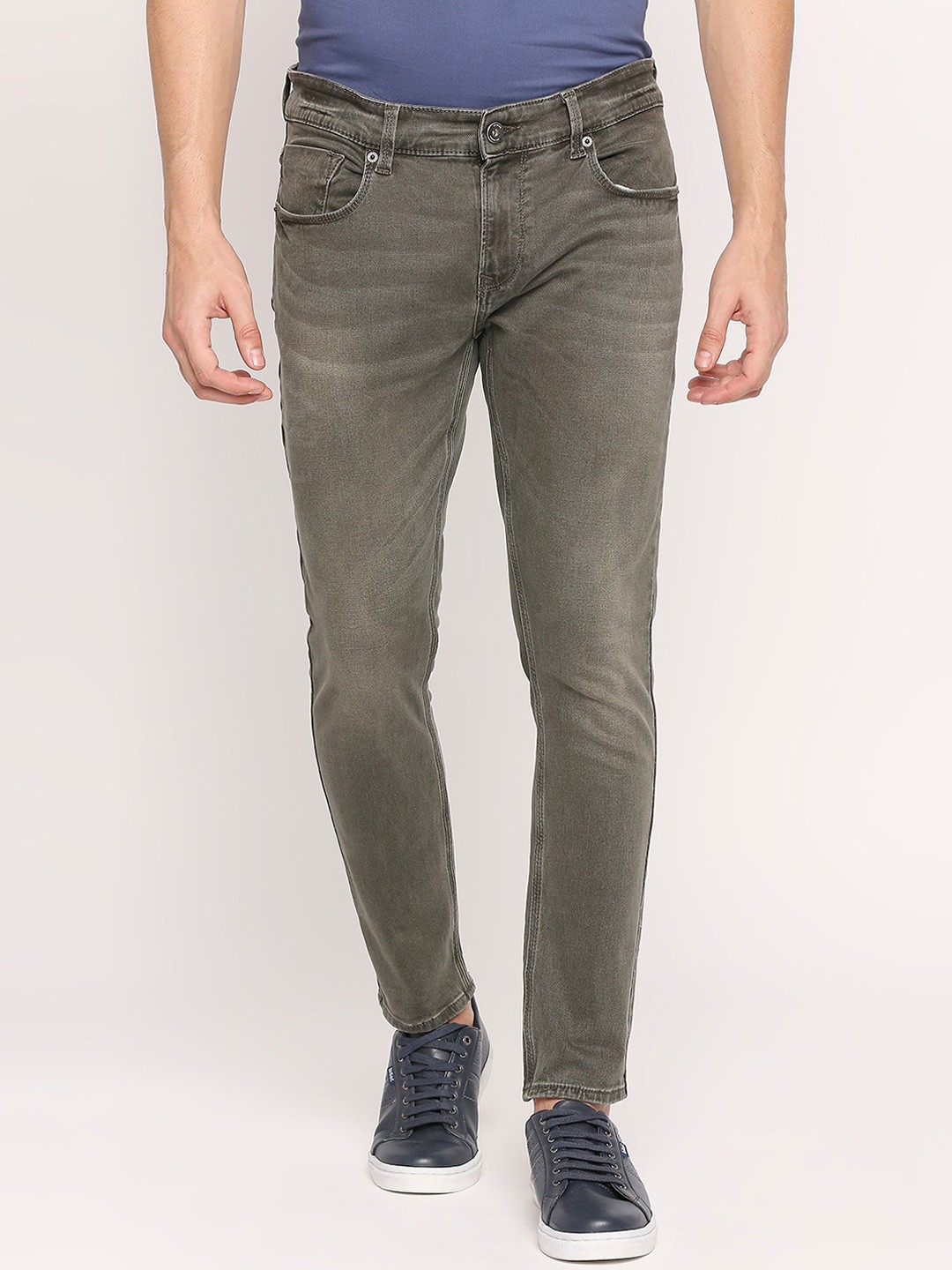 

SPYKAR Men Kano Slim Fit Heavy Fade Cotton Jeans, Olive