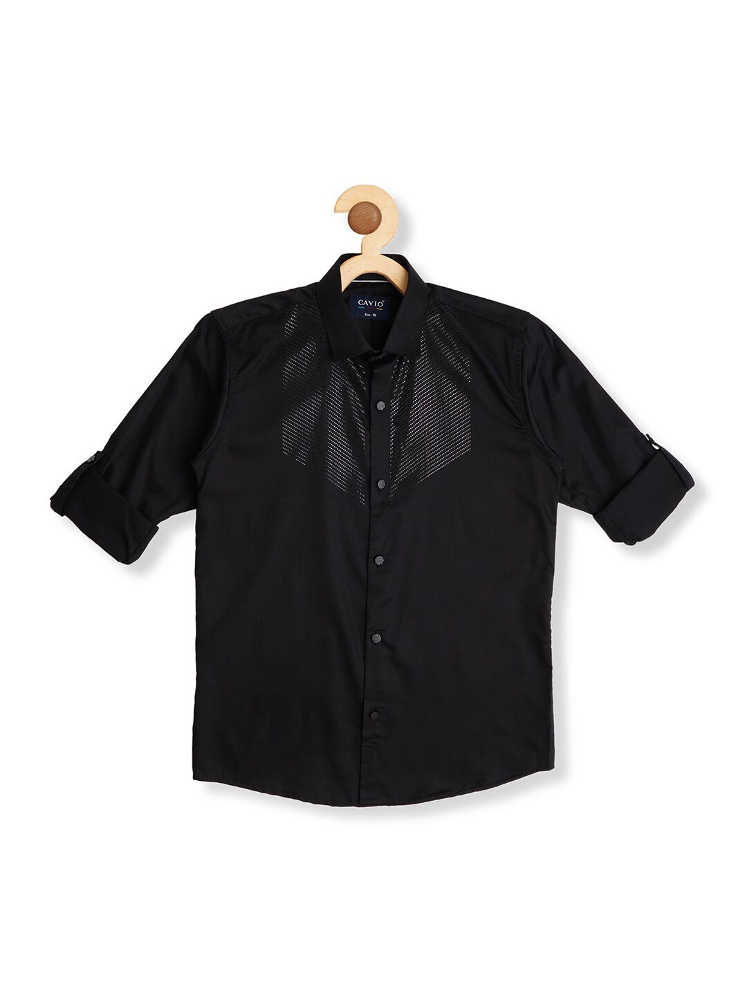 

CAVIO Boys Spread Collar Comfort Fit Satin Casual Shirt, Black