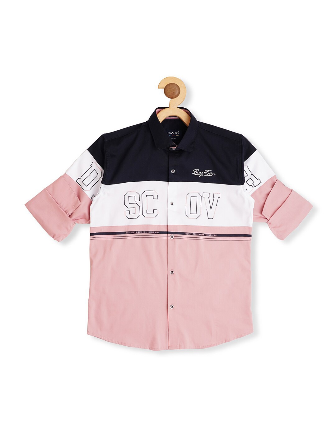 

CAVIO Boys Striped Cotton Casual Shirt, Pink