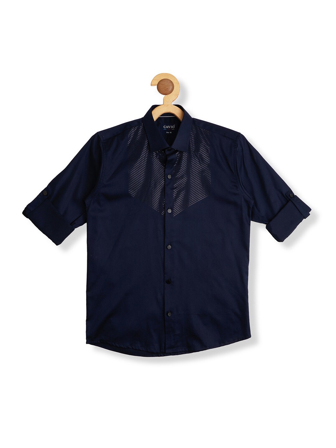 

CAVIO Boys Comfort Embellished Satin Party Shirt, Navy blue