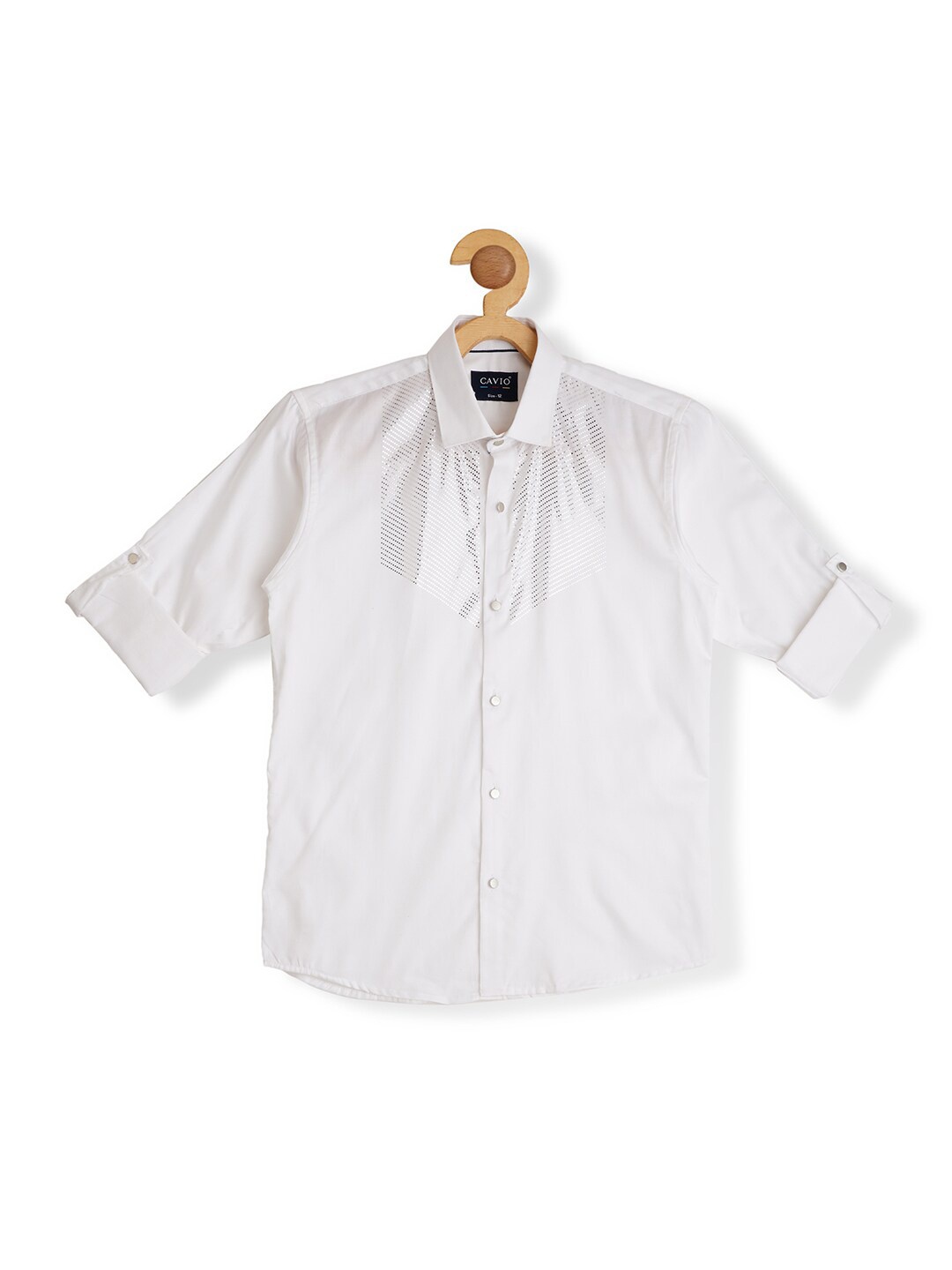 

CAVIO Boys Comfort Embellished Satin Party Shirt, White
