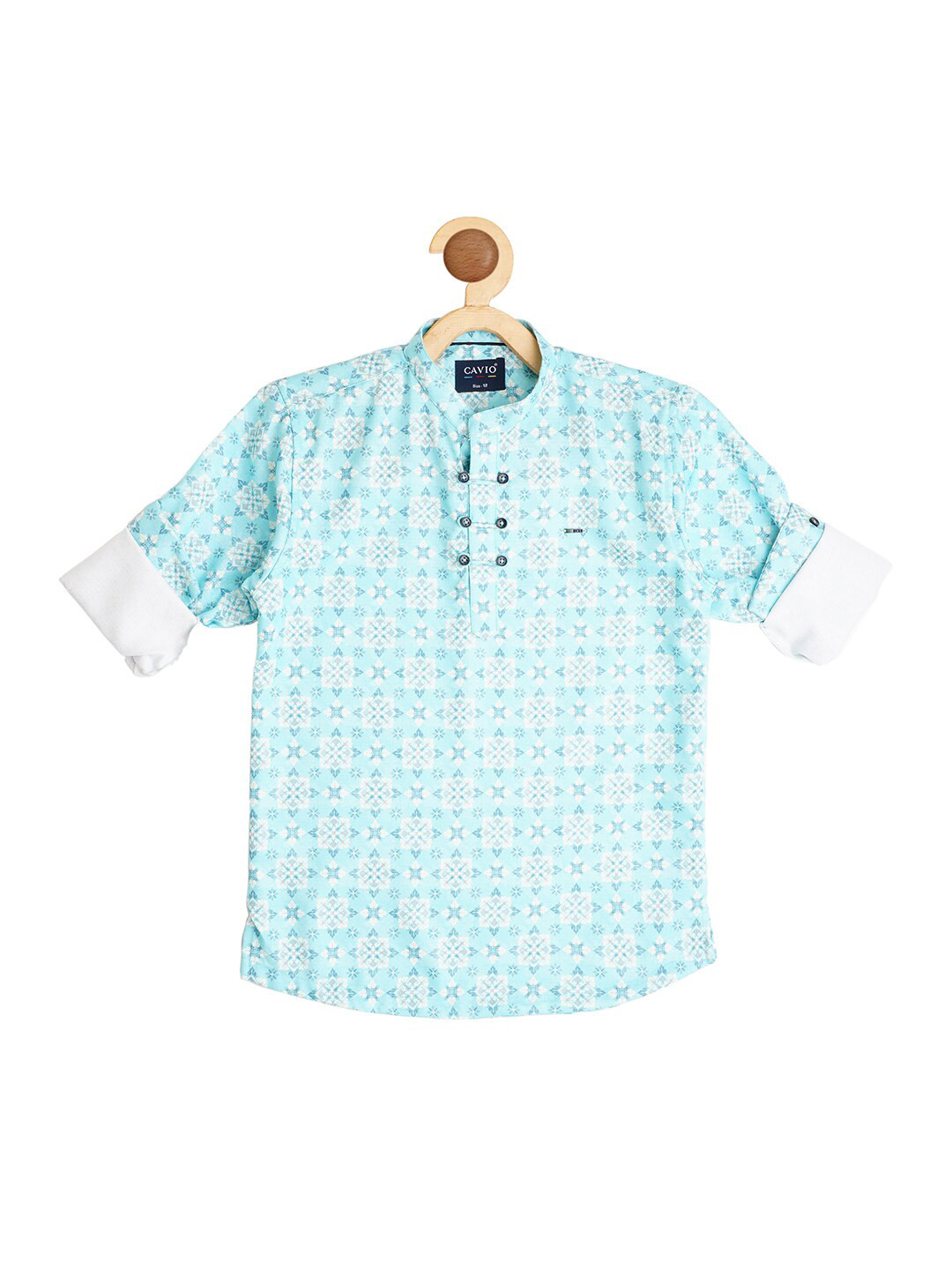 

CAVIO Boys Comfort Geometric Printed Cotton Casual Shirt, Blue