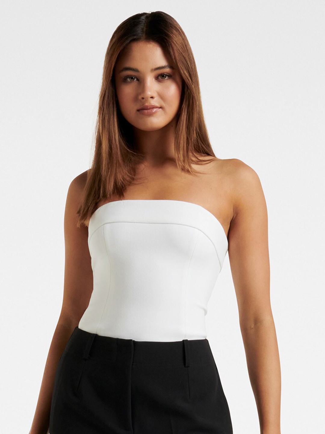 

Forever New Strapeless Crepe Tube Top, White