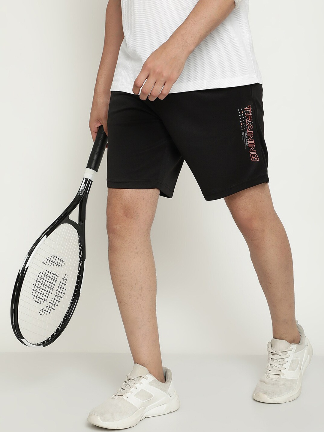 

Octave Men Typography Printed Cotton Sports Shorts, Black