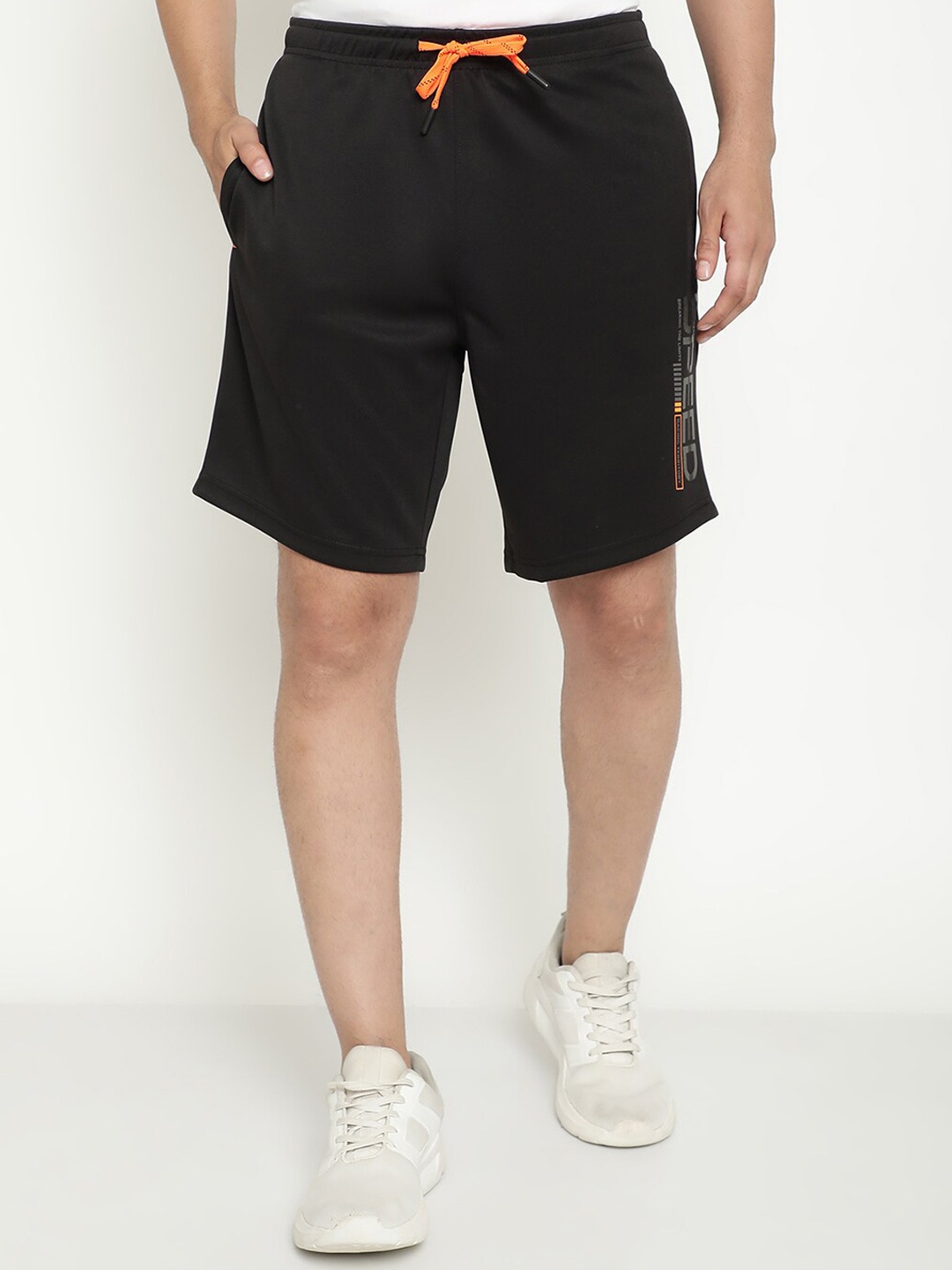 

Octave Men Typography Printed Cotton Sports Shorts, Black