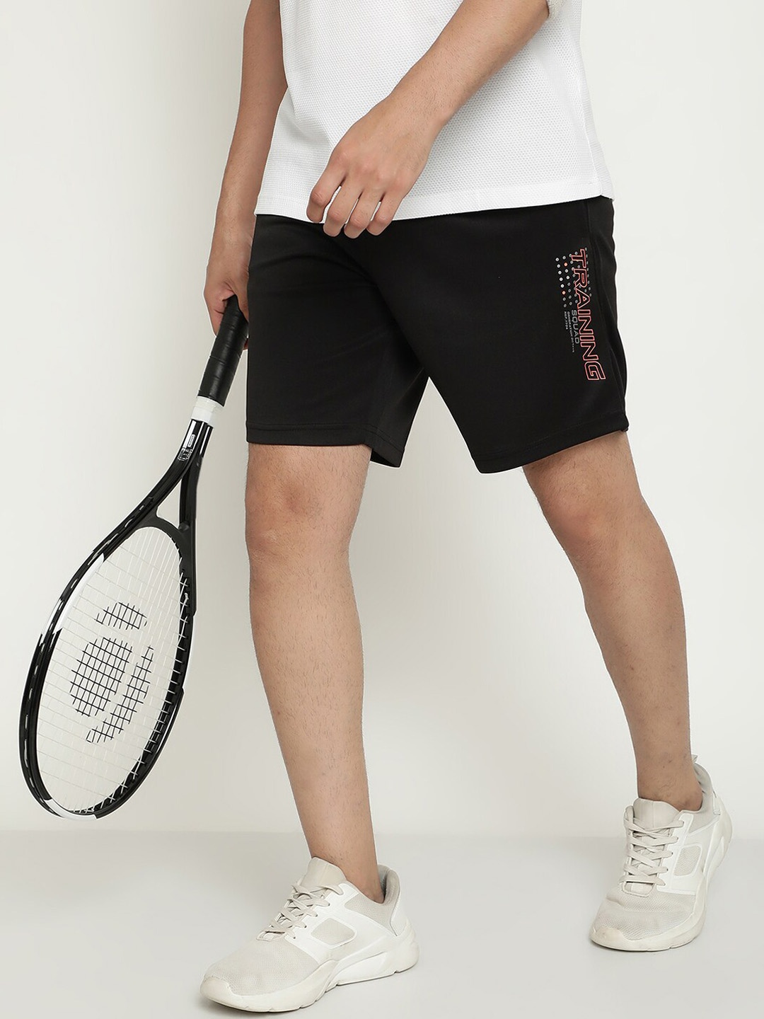 

Octave Men Mid-Rise Cotton Sports Shorts, Black