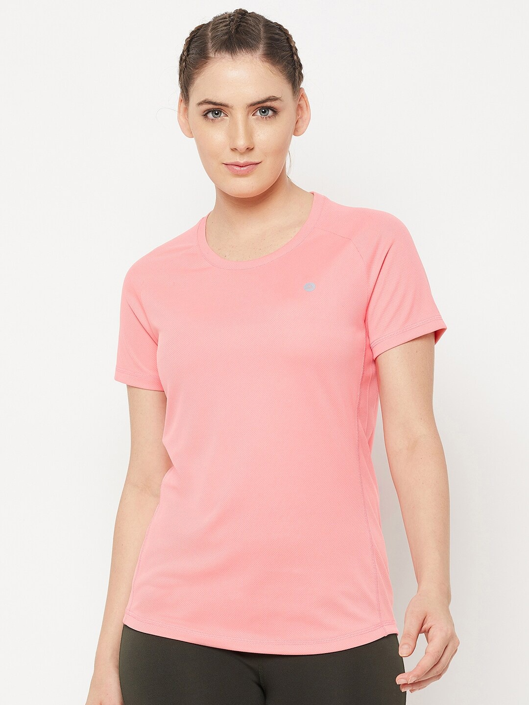 

ATHLISIS Round Neck Slim Fit T-shirt, Pink