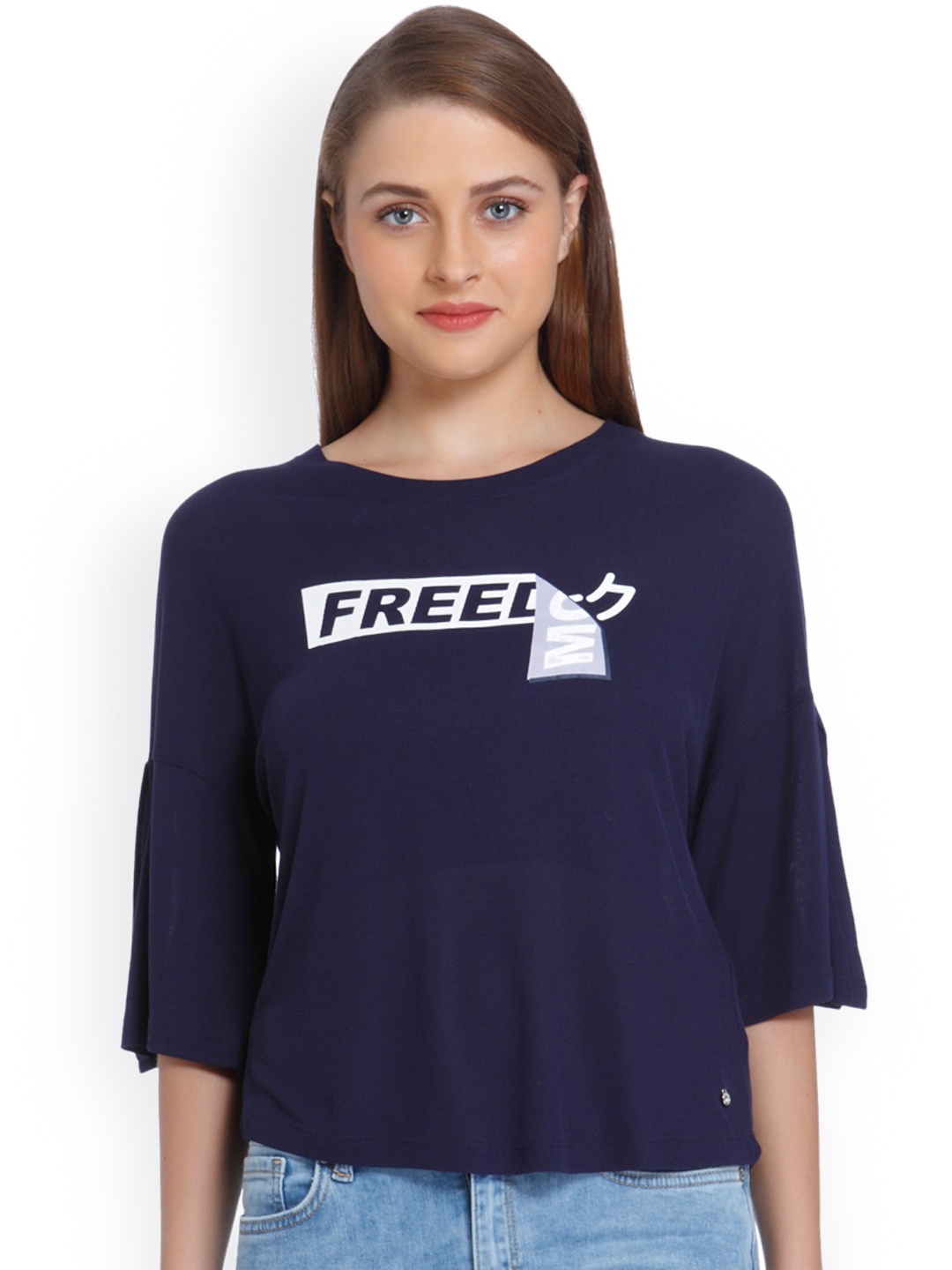 

ONLY Women Navy Blue Printed Top