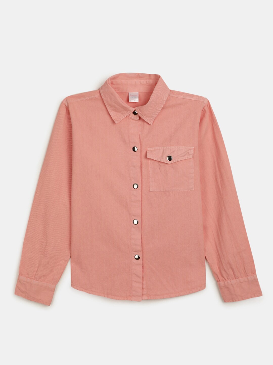 

V-Mart Girls Cuffed Sleeve Cotton Shirt Style Top, Peach