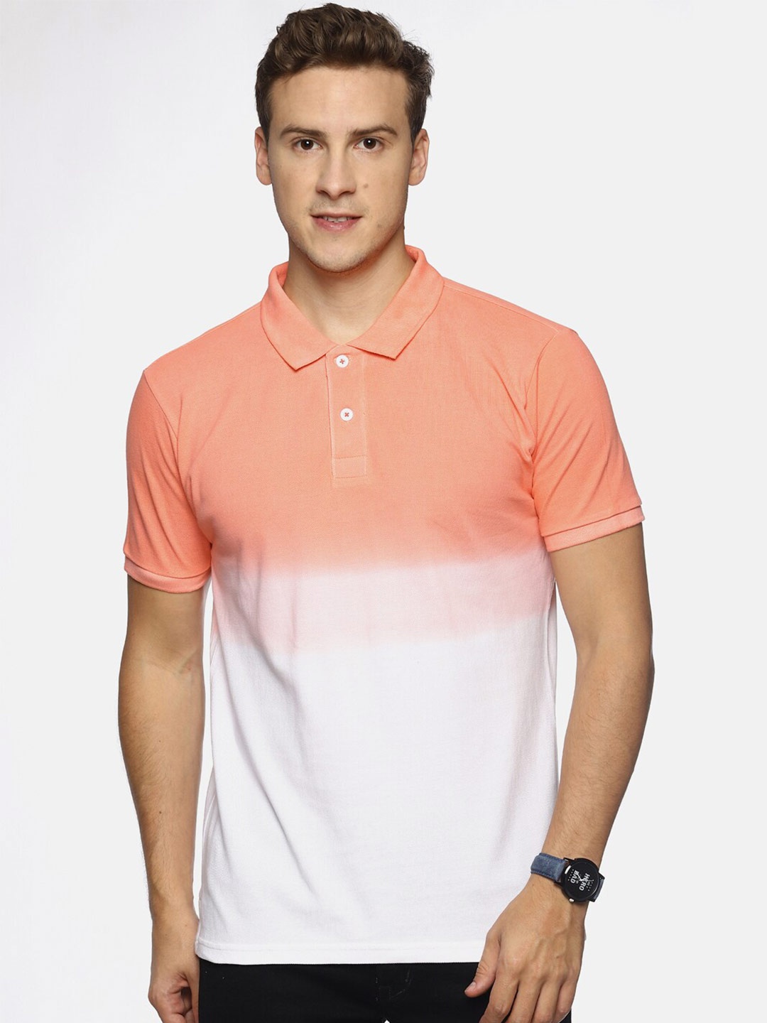 

Steenbok Colourblocked Polo Collar Slim Fit Cotton T-shirt, White