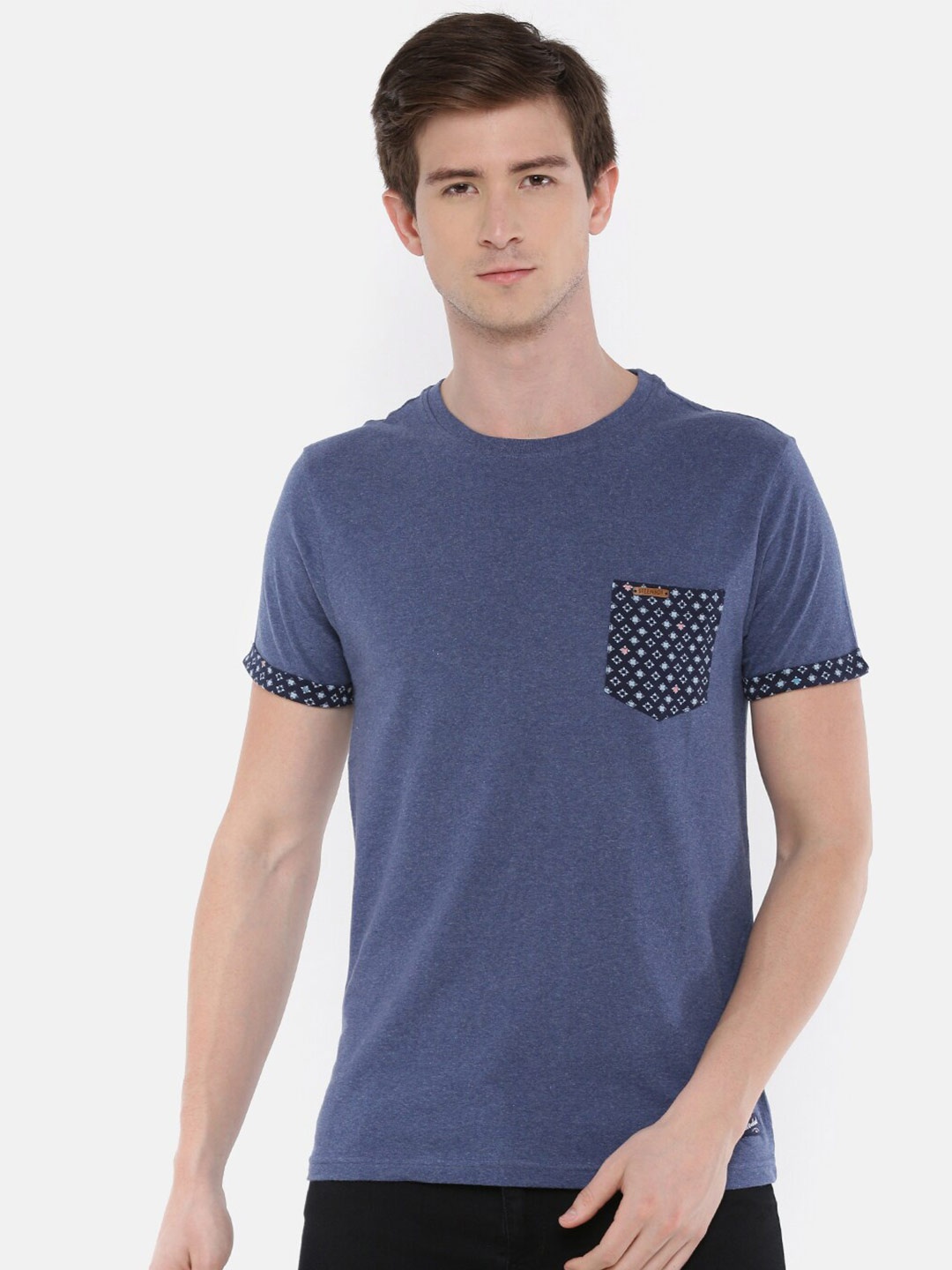 

Steenbok Round Neck Slim Fit Cotton T-Shirt, Navy blue