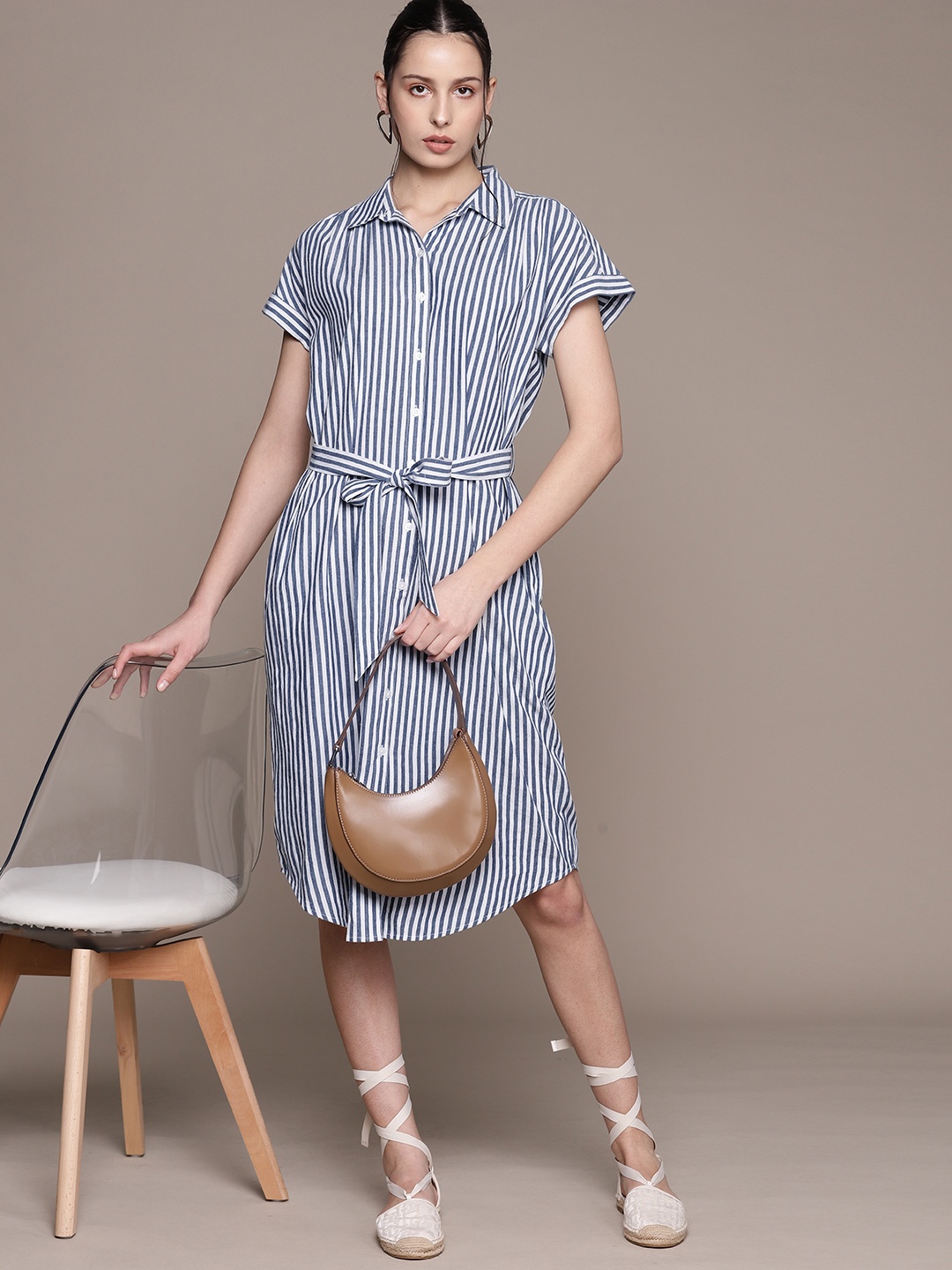 

Macy's Style & Co Women Striped Shirt Dress & Belt, White