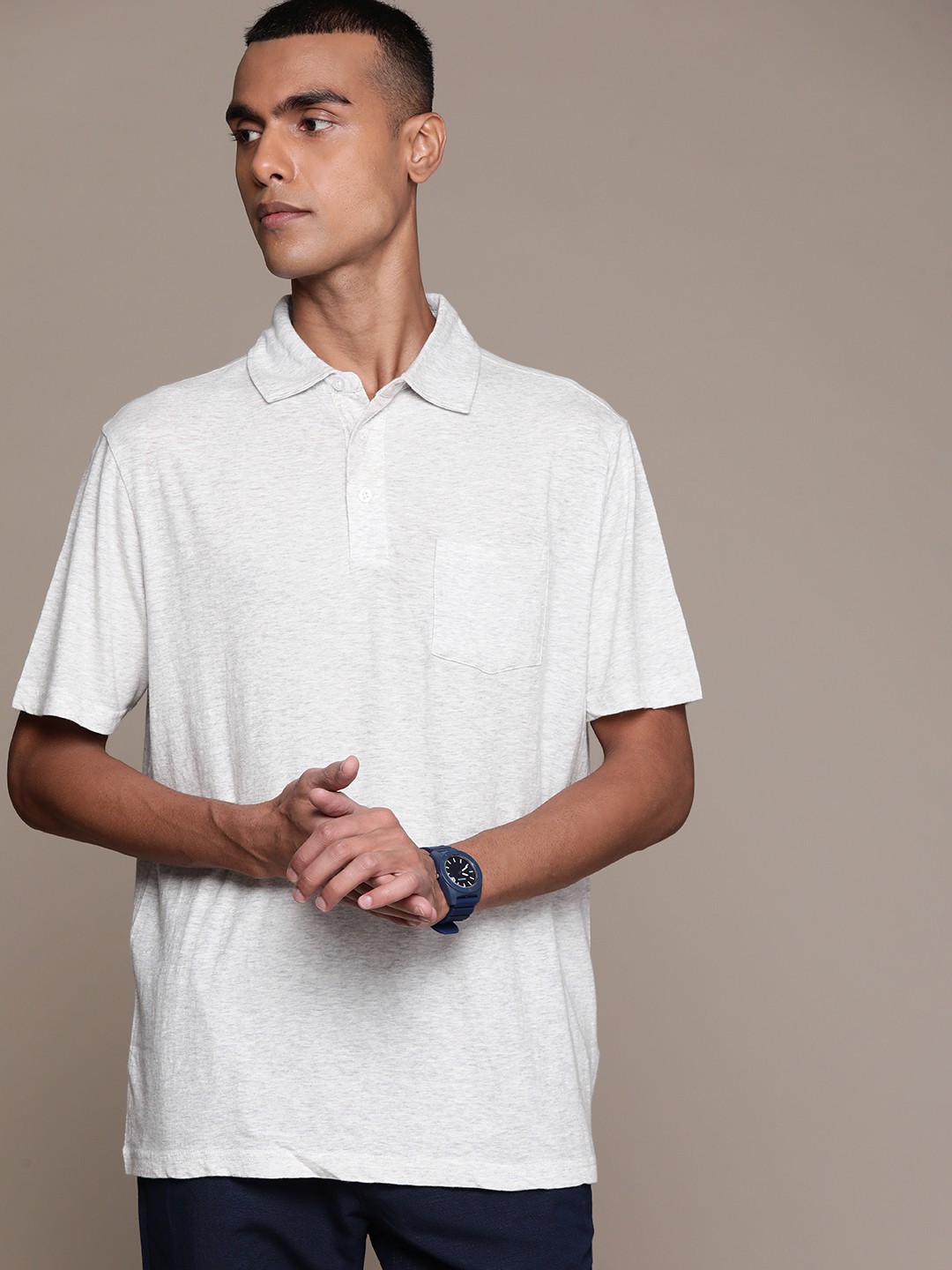 

Macy's Club Room Polo Collar Regular Fit T-shirt, Grey melange
