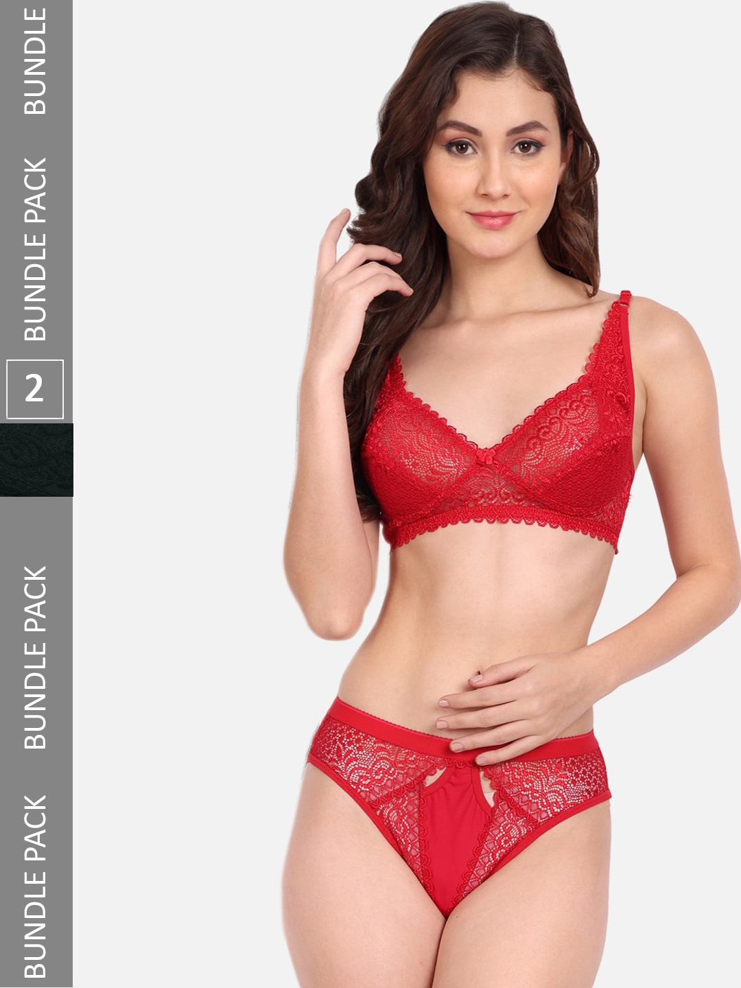 

FIMS Pack of 2 Self-Designed Lingerie Set, Red