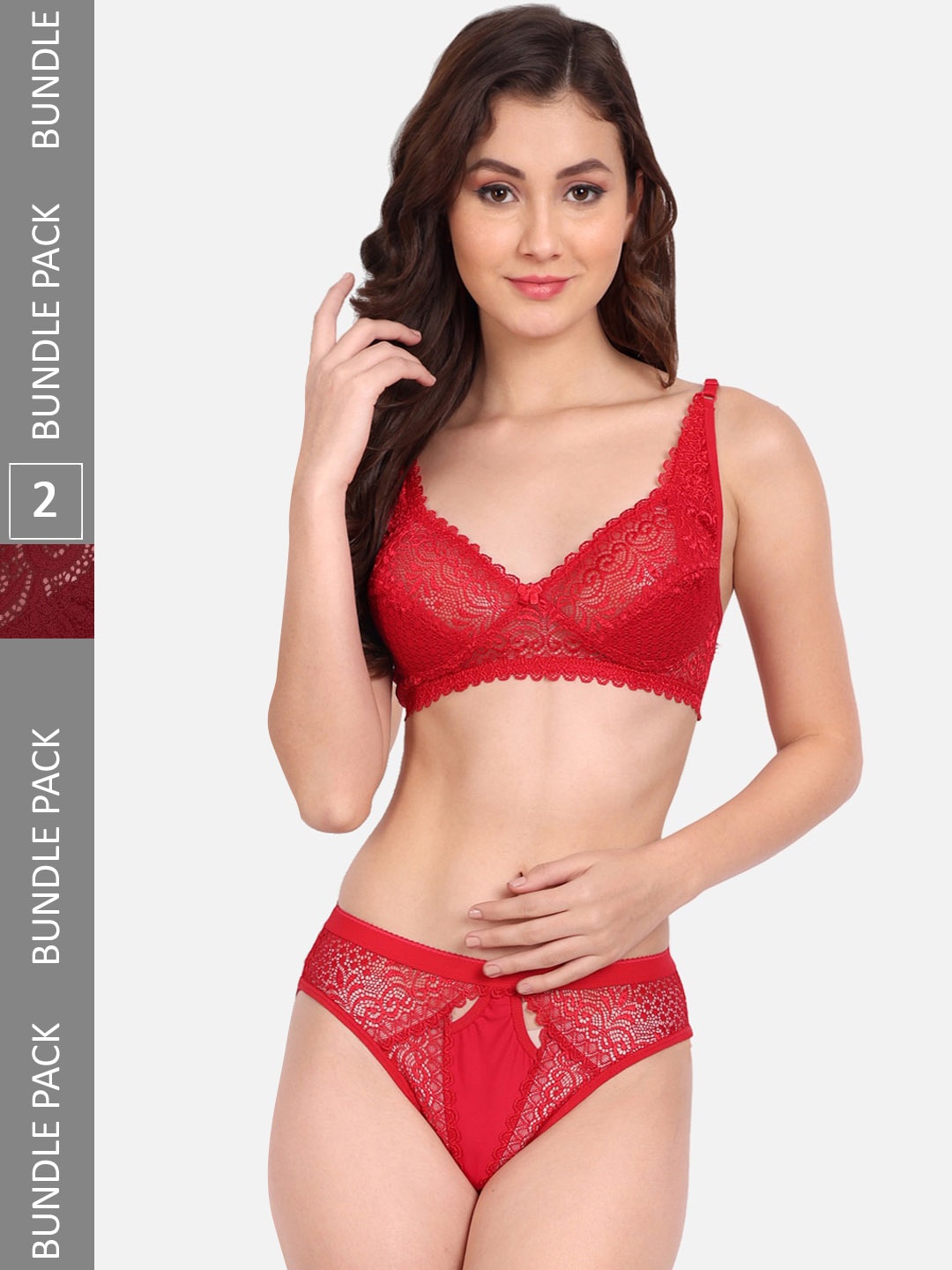

FIMS Women 2Pcs Self-Design Net Lingerie Set C_StoneSet_Red_BlumerSet_Maroon_B