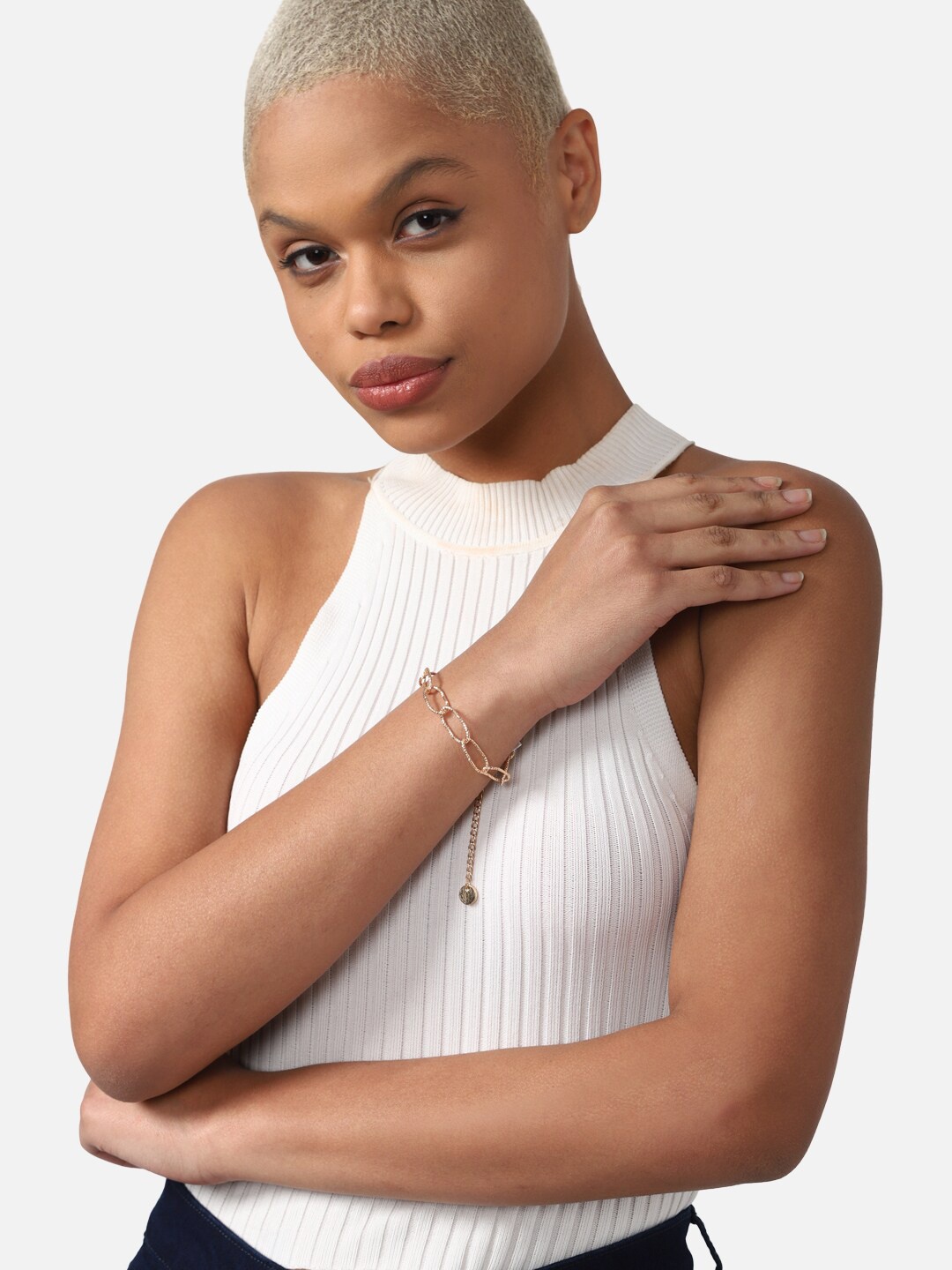 

FOREVER 21 Women Metal Link Bracelet, Gold