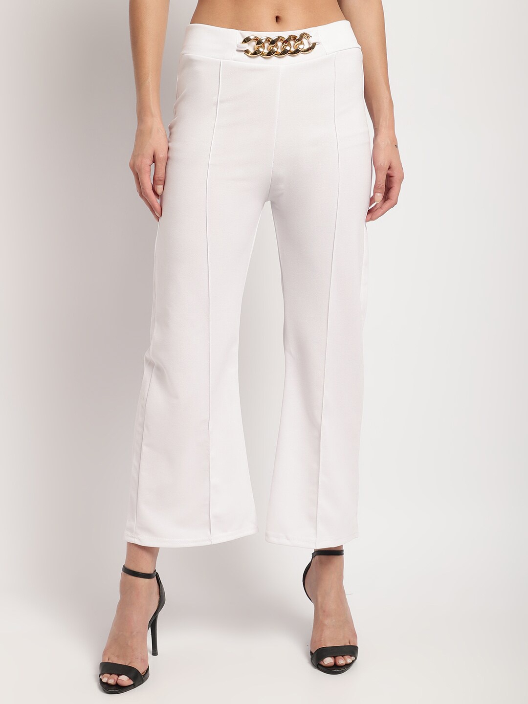 

Miaz Lifestyle Women Straight Fit Georgette Palazzos, White