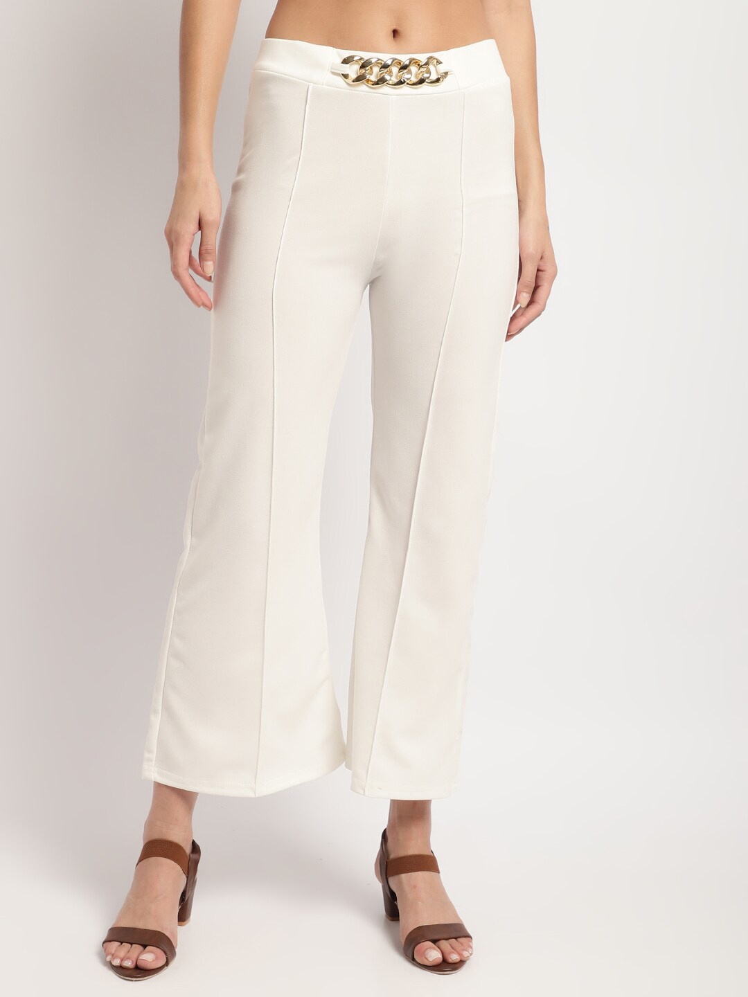 

Miaz Lifestyle Women Flared Georgette Palazzos, Off white