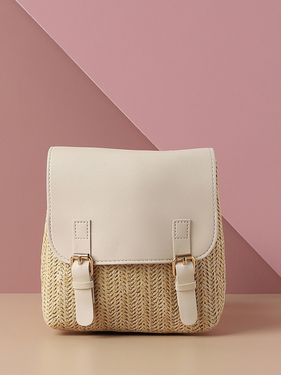 

HAUTE SAUCE by Campus Sutra Textured Backpack, Cream