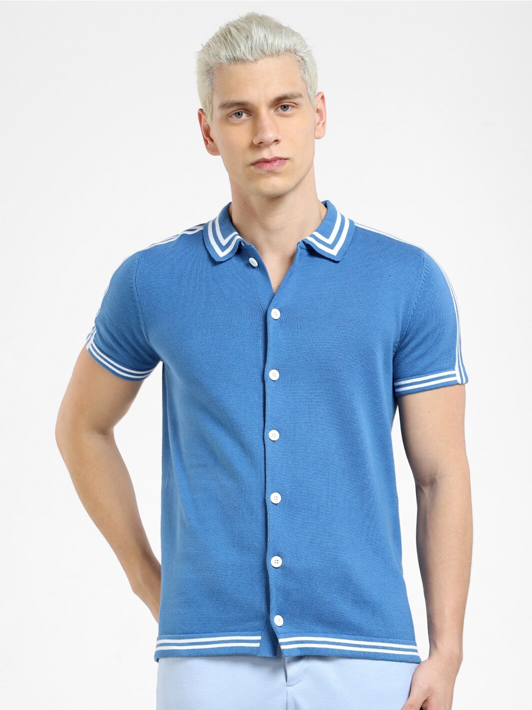 

Jack & Jones Spread Collar Cotton Casual Shirt, Blue