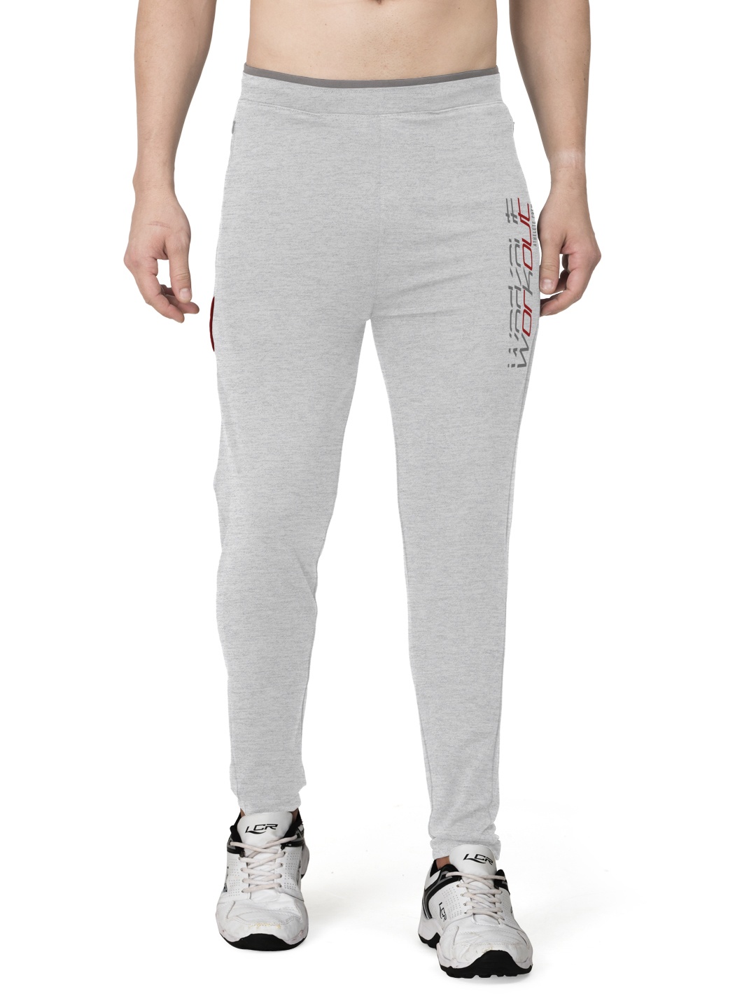 

BULLMER Men Mid-Rise Slim-Fit Skin Friendly Track Pants, Grey melange