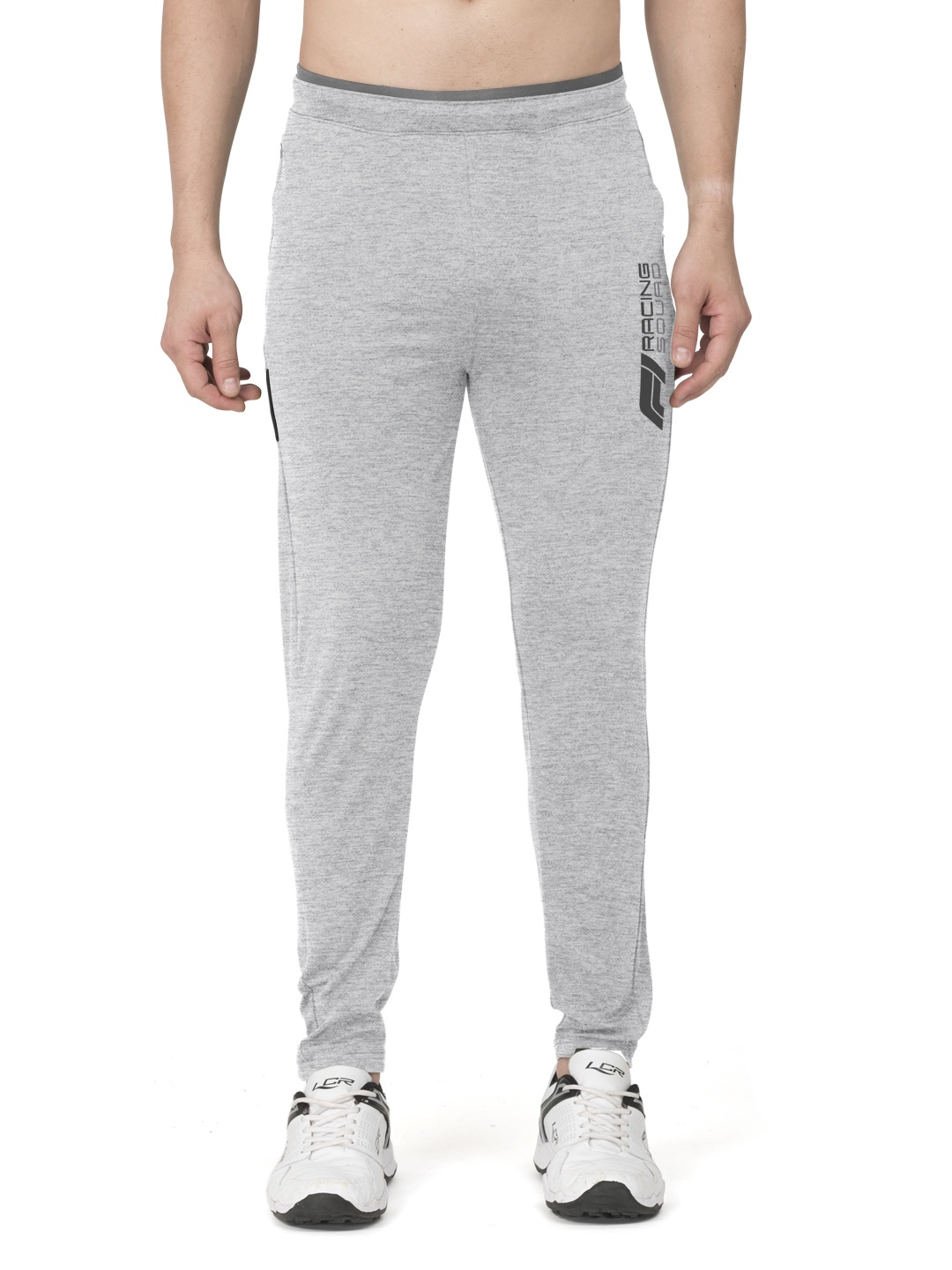 

BULLMER Men Mid-Rise Slim-Fit Skin-Friendly Track Pants, Grey melange