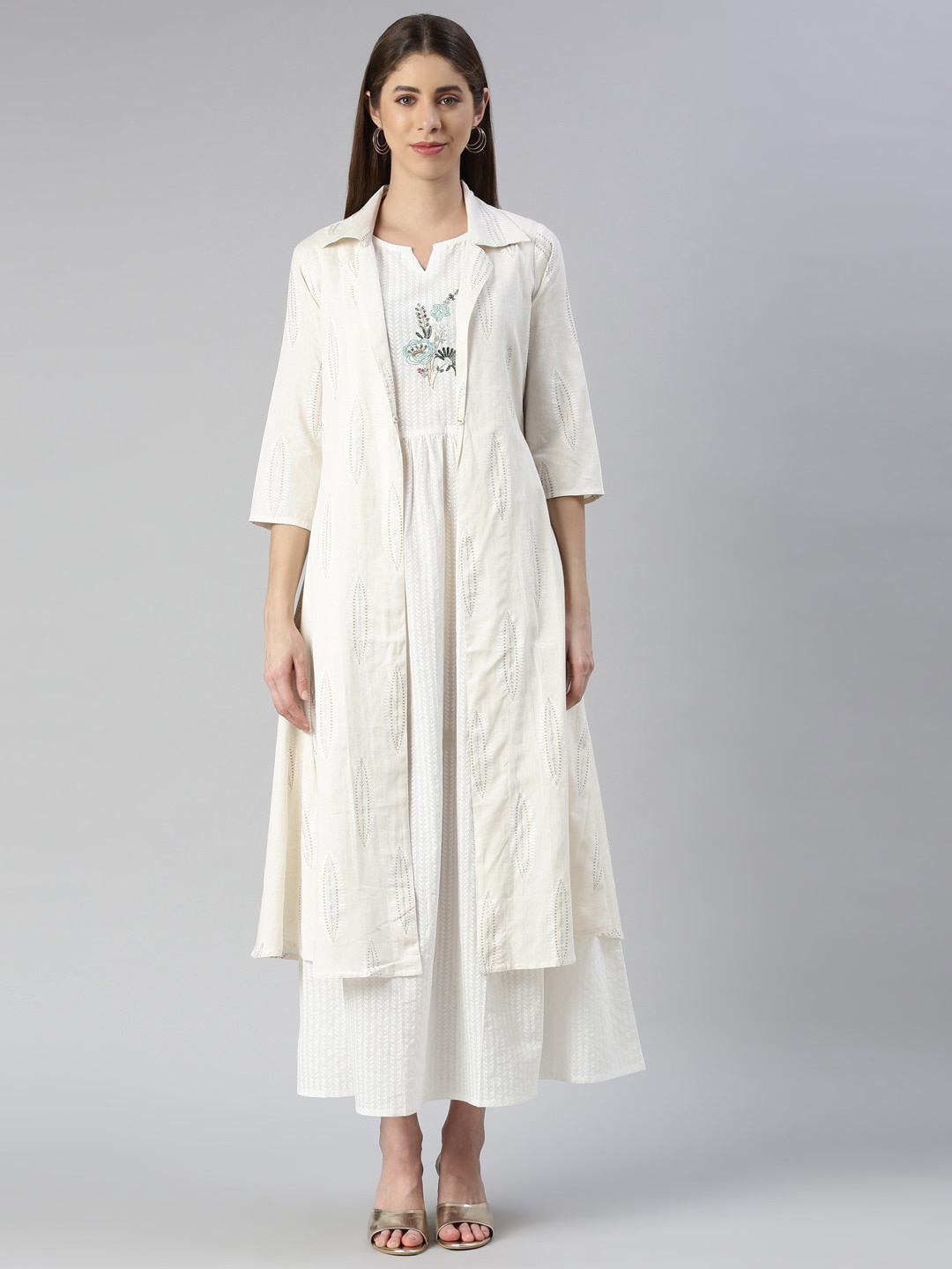 

Neerus Cream-Coloured Maxi Dress