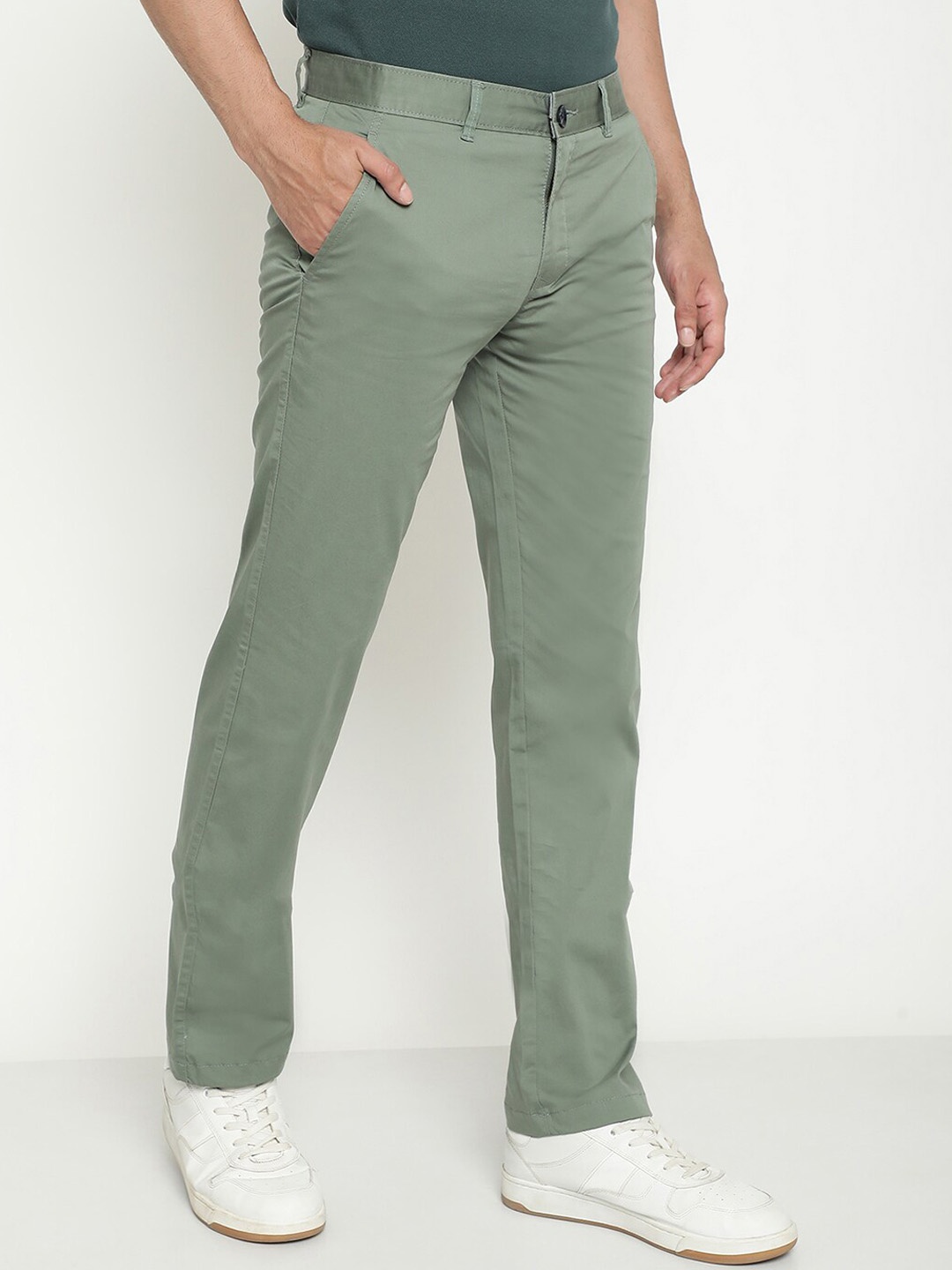 

Octave Men Mid-Rise Cotton Regular Trousers, Olive