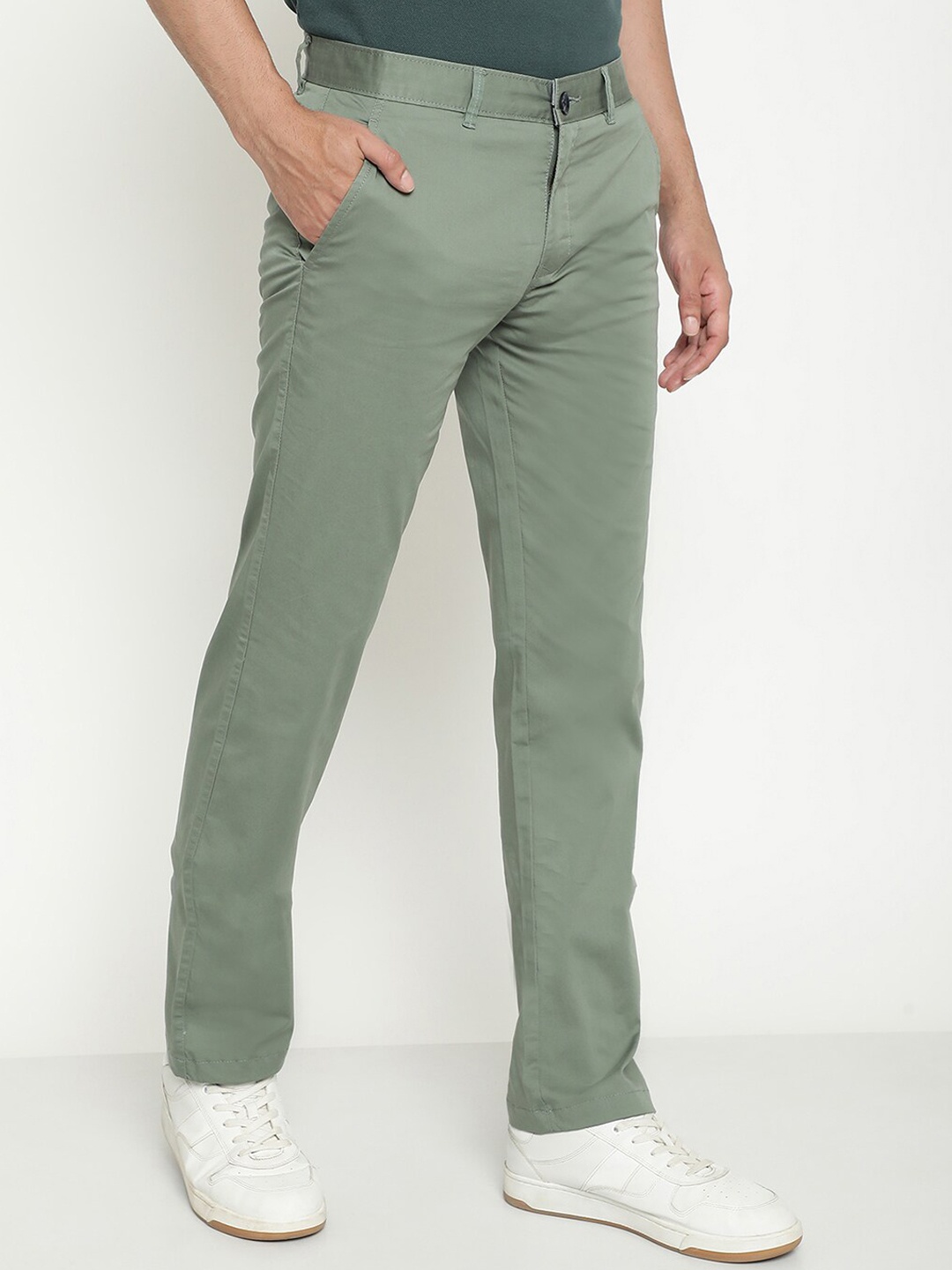 

Octave Men Mid-Rise Cotton Regular Trousers, Olive