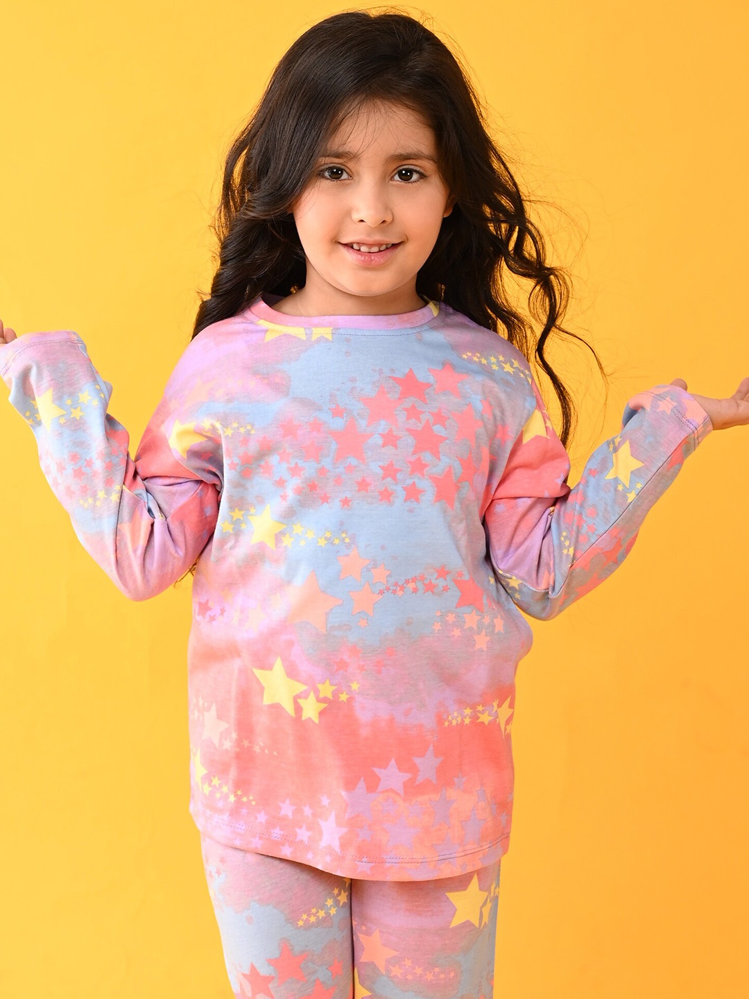 

Anthrilo Girls Conversational Printed Pure Cotton Night Suit, Pink