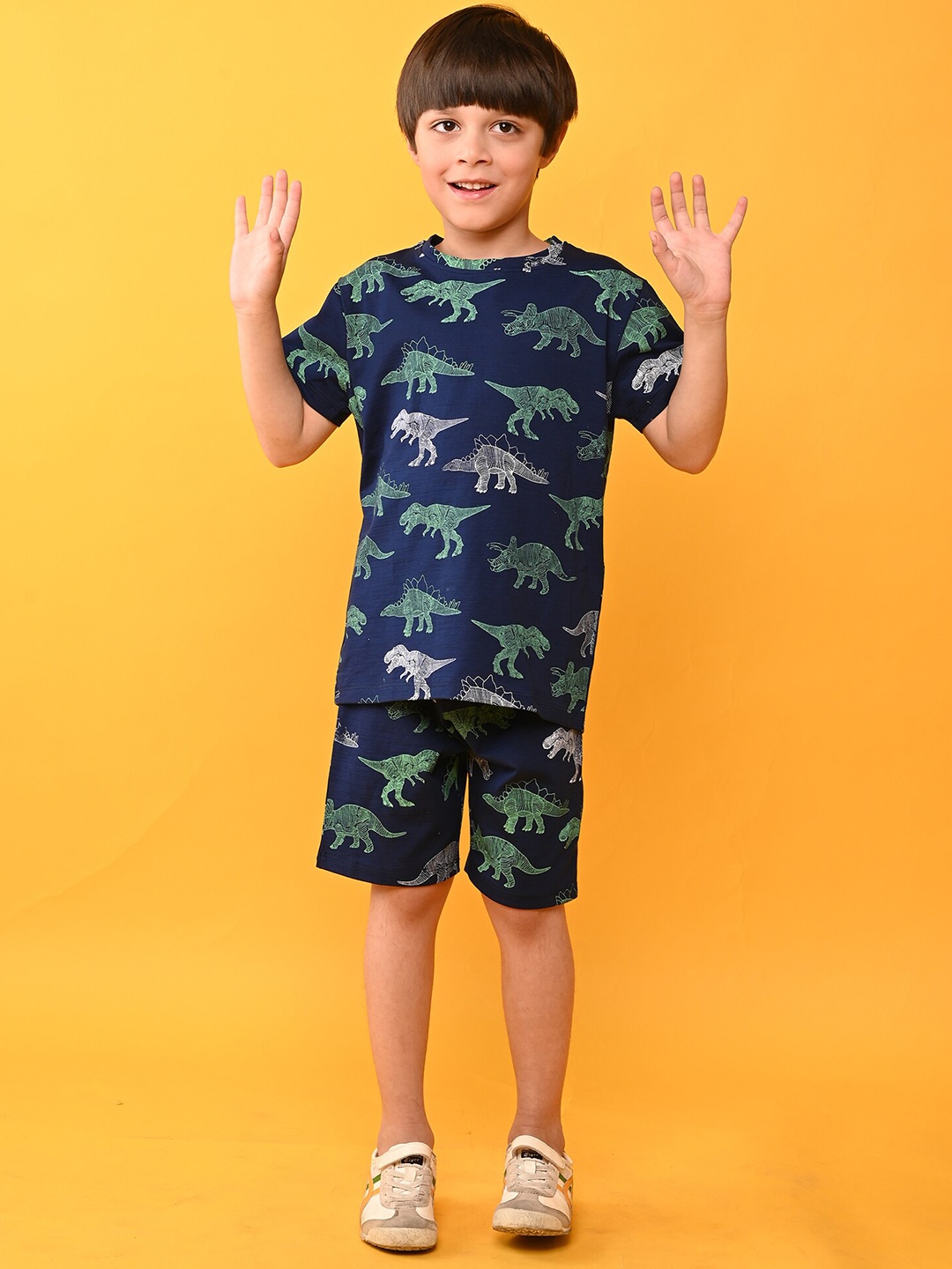 

Anthrilo Boys Conversational Printed Pure Cotton Night Suit, Navy blue